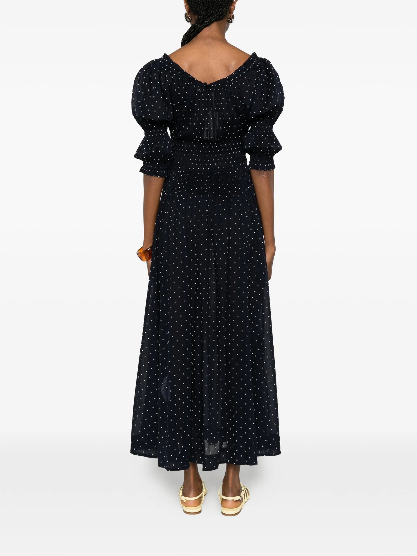 Ischia polka-dot midi dress