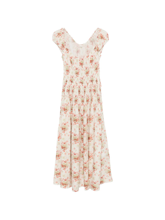 Quinette square-neck flower-print midi dress