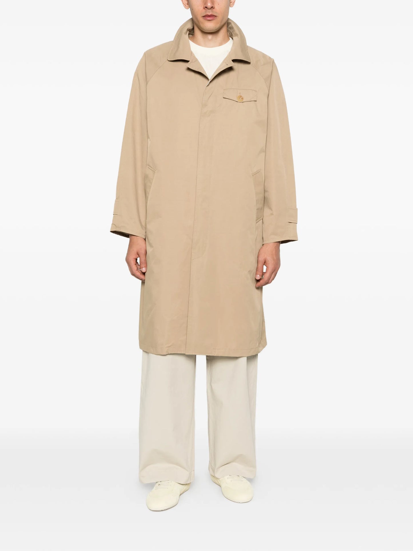 buttoned pocket overcoat