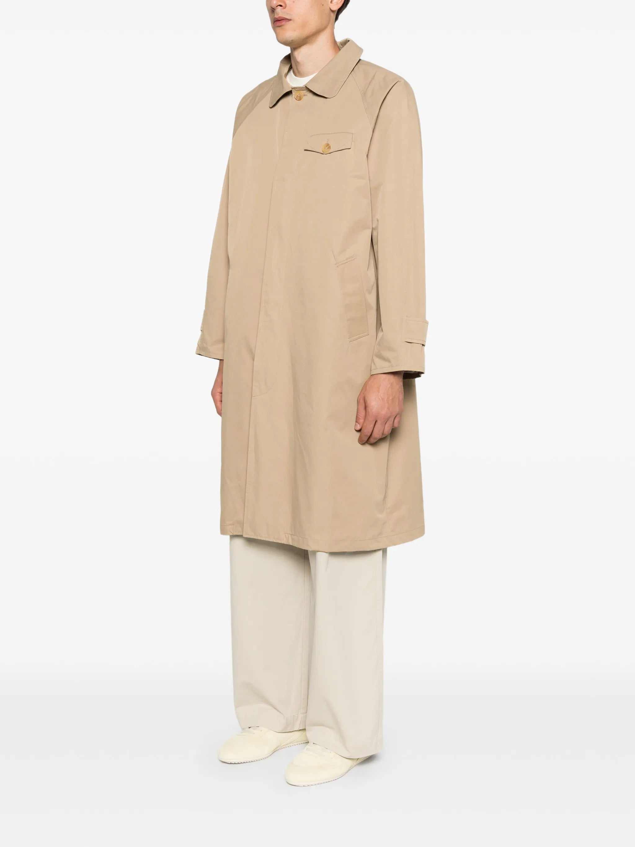 buttoned pocket overcoat