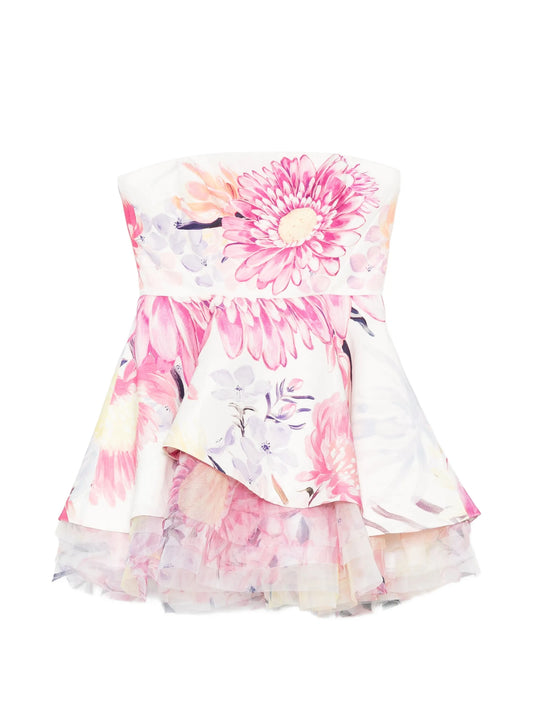 Lydia ruffled floral-print mini dress
