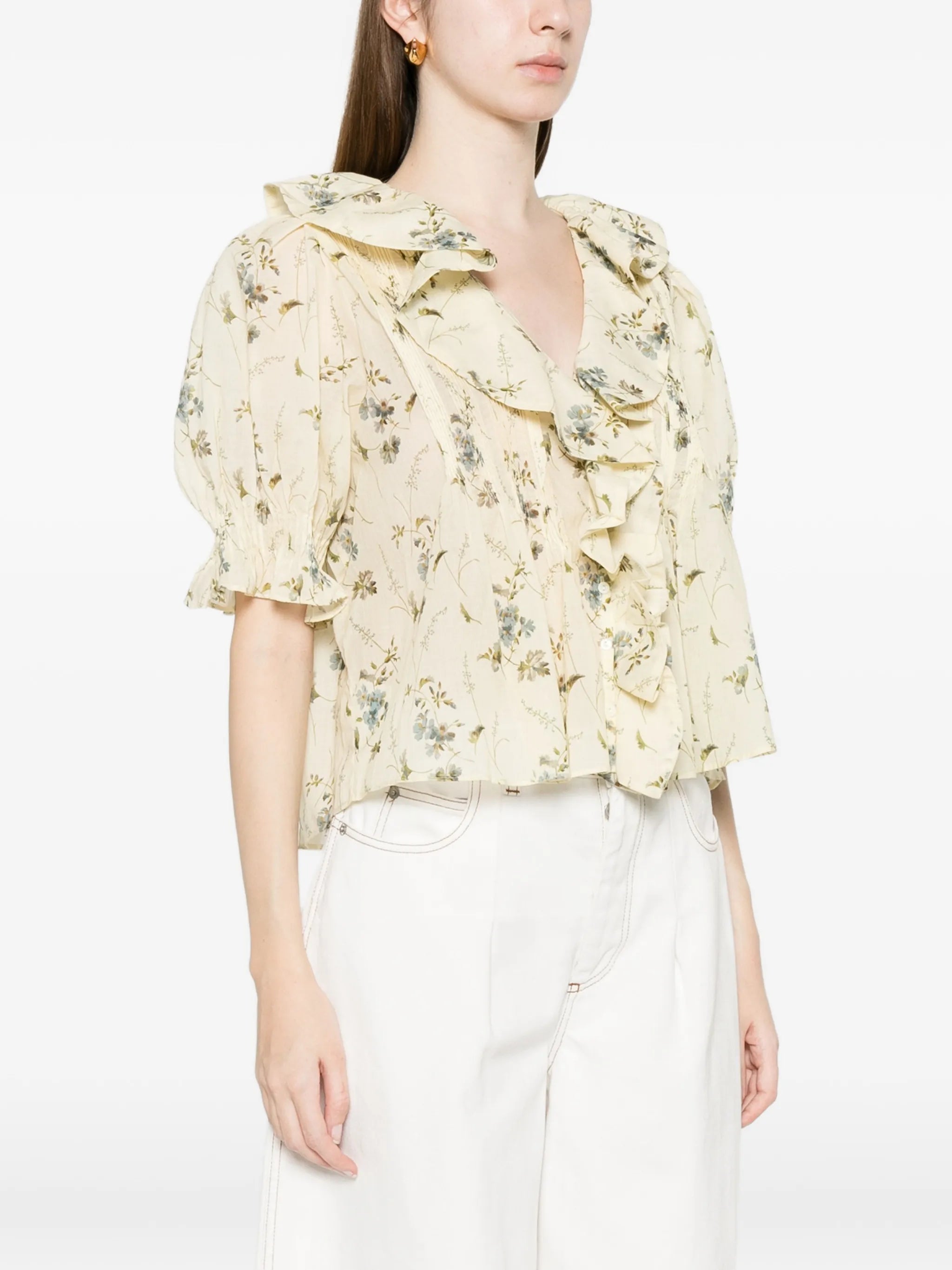 Henri ruffled floral blouse