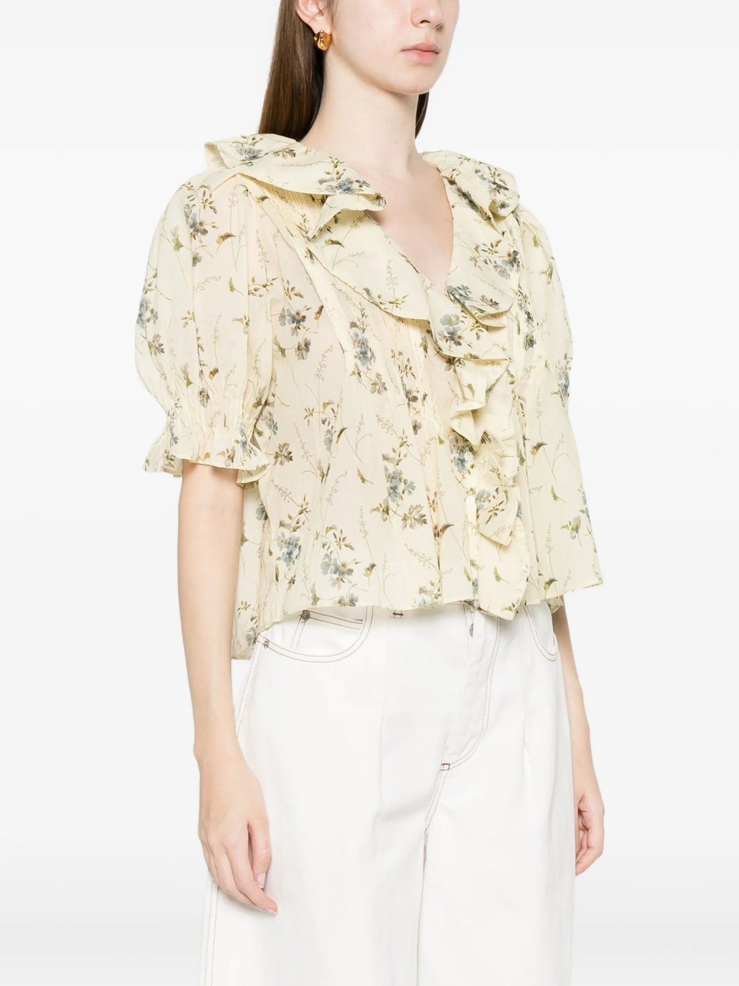 Henri ruffled floral blouse