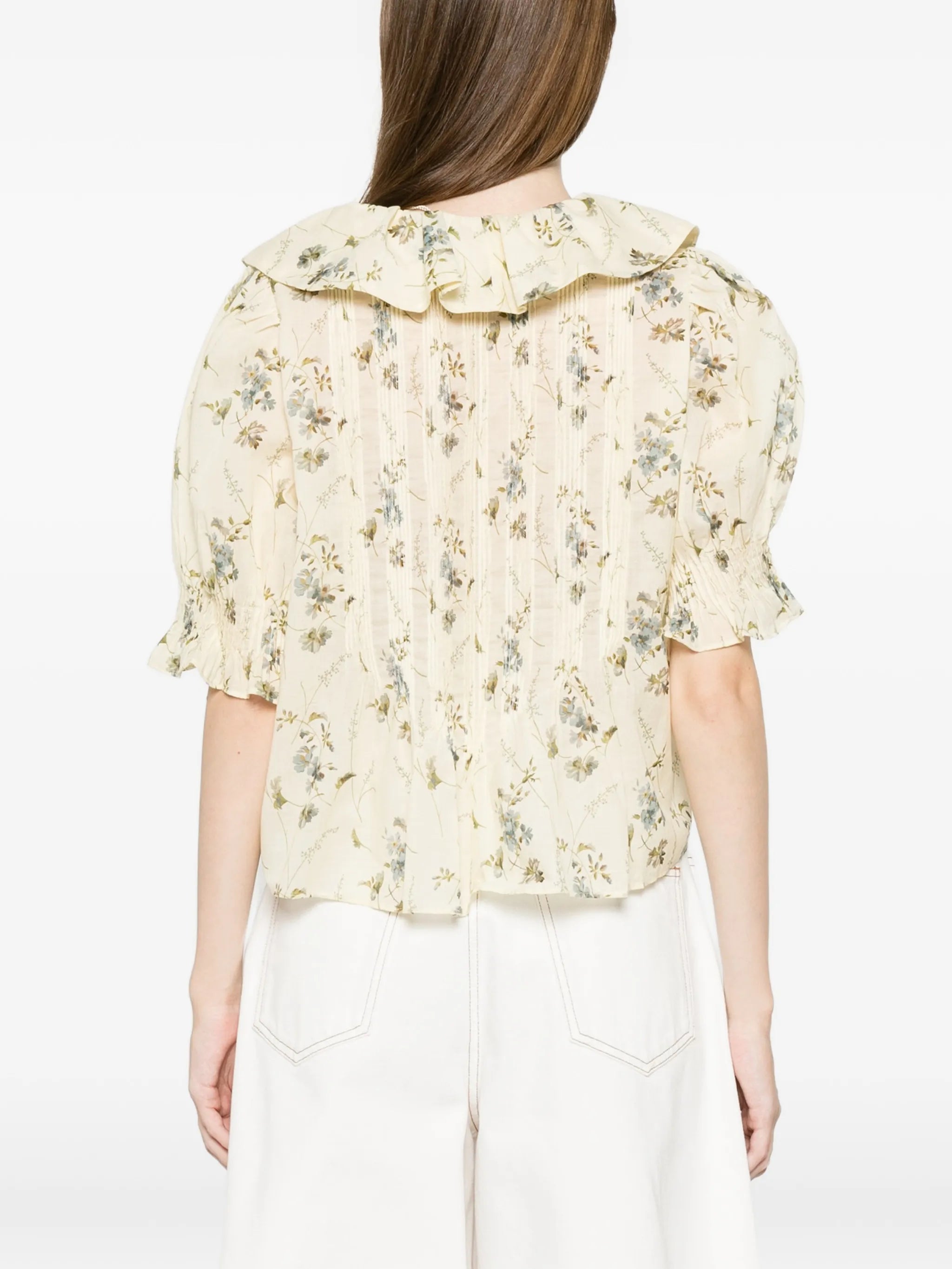 Henri ruffled floral blouse