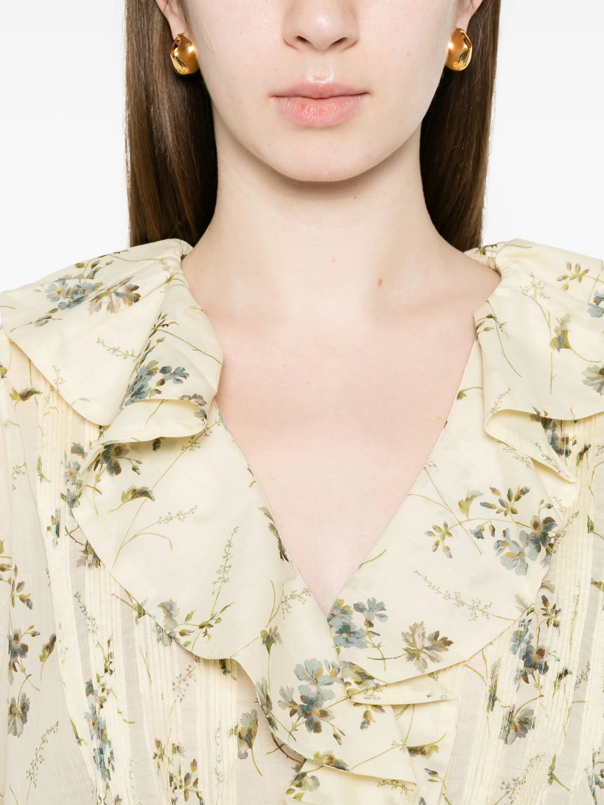Henri ruffled floral blouse