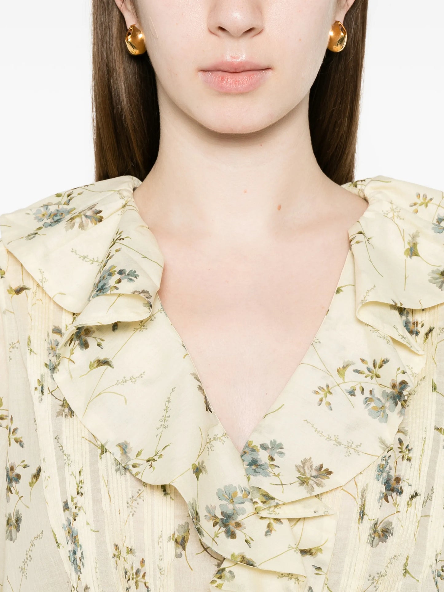 Henri ruffled floral blouse