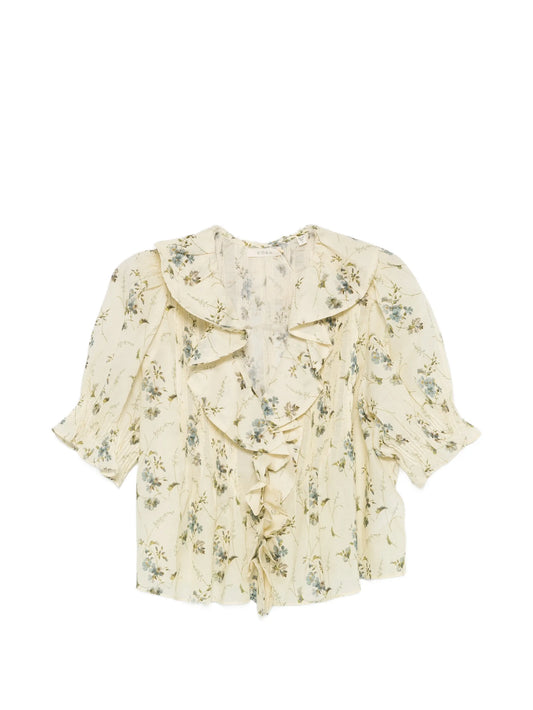 Henri ruffled floral blouse