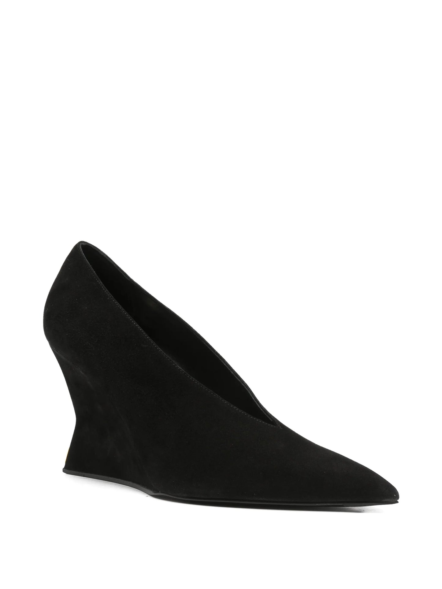 suede wedge-heel pumps