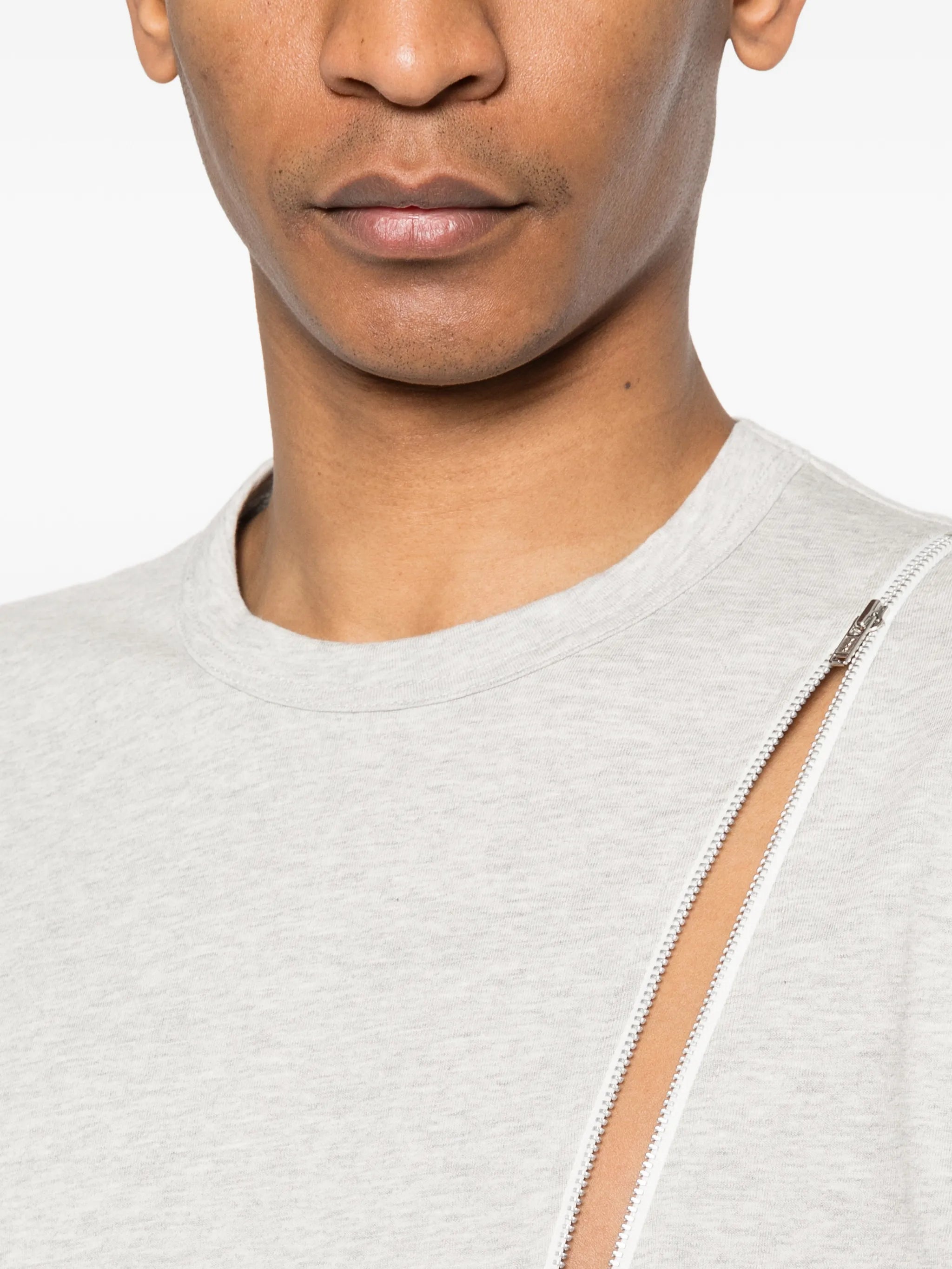 zip-detail cotton T-shirt