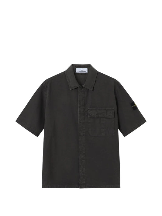 Compass-badge short-sleeved shirt