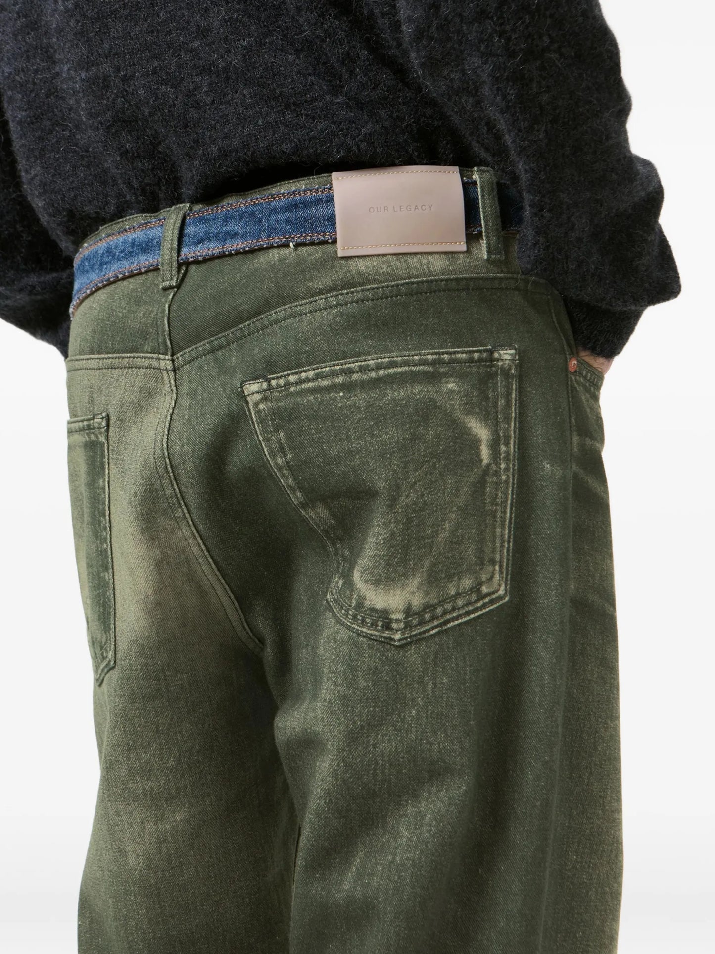 five-pocket distressed jeans