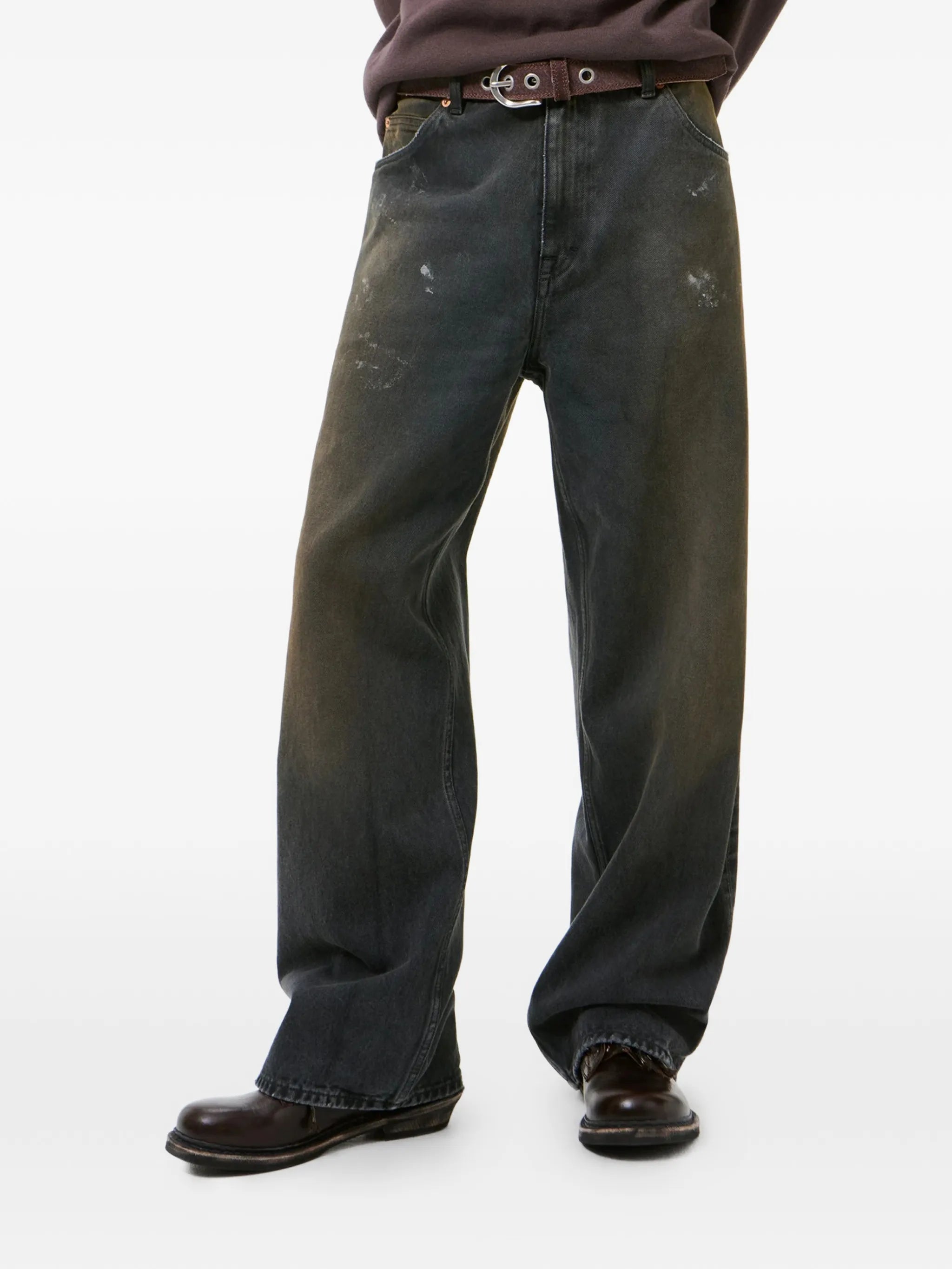 distressed wide-leg jeans