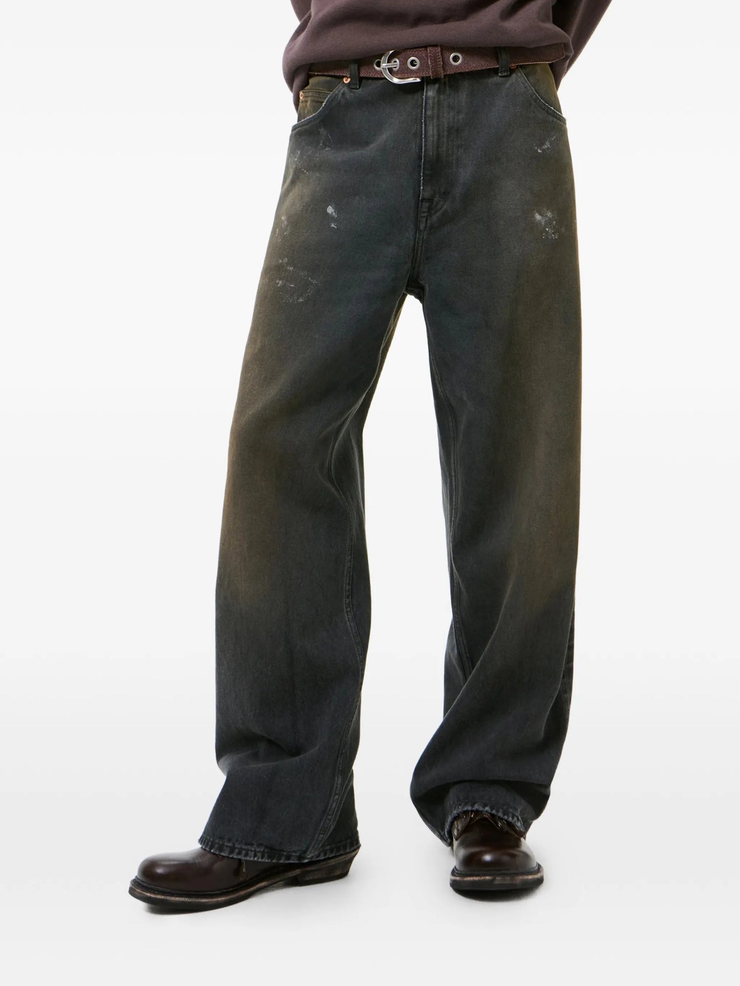 distressed wide-leg jeans
