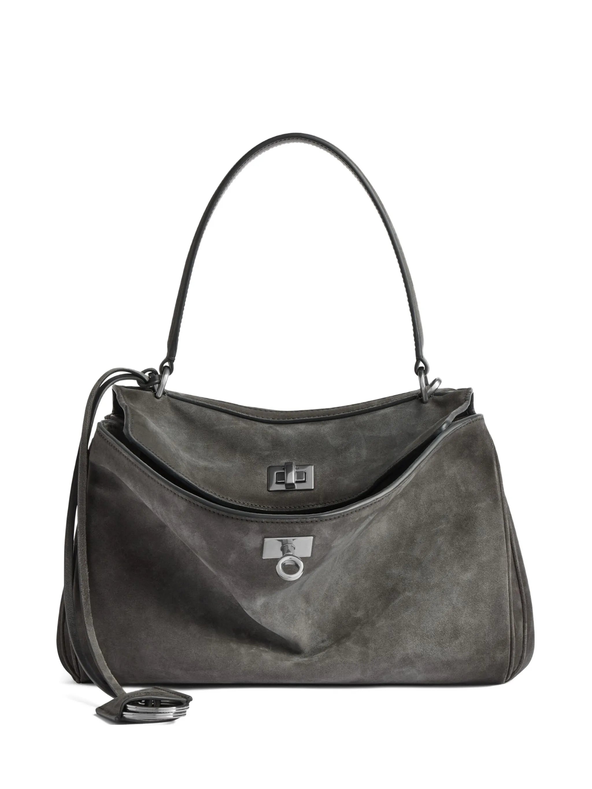 turn-lock-fastening shoulder bag