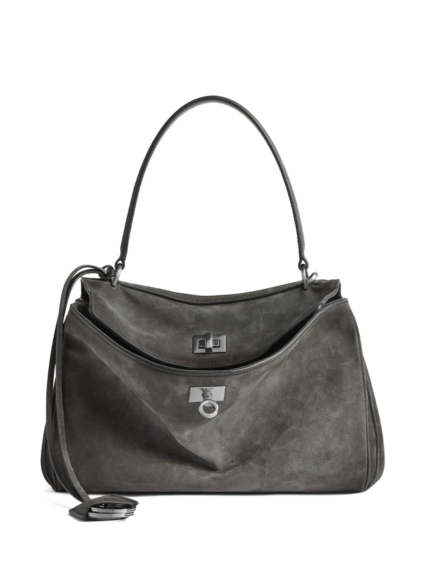 turn-lock-fastening shoulder bag