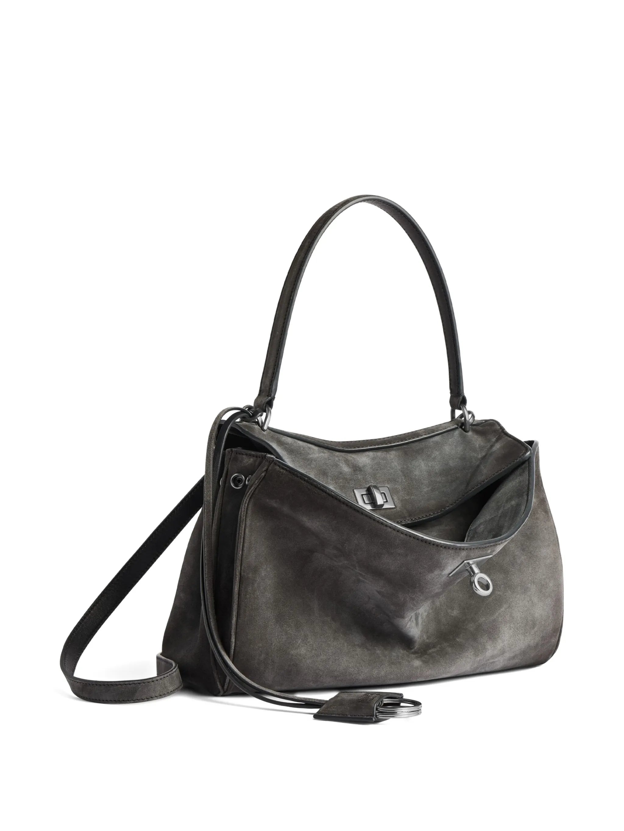 turn-lock-fastening shoulder bag