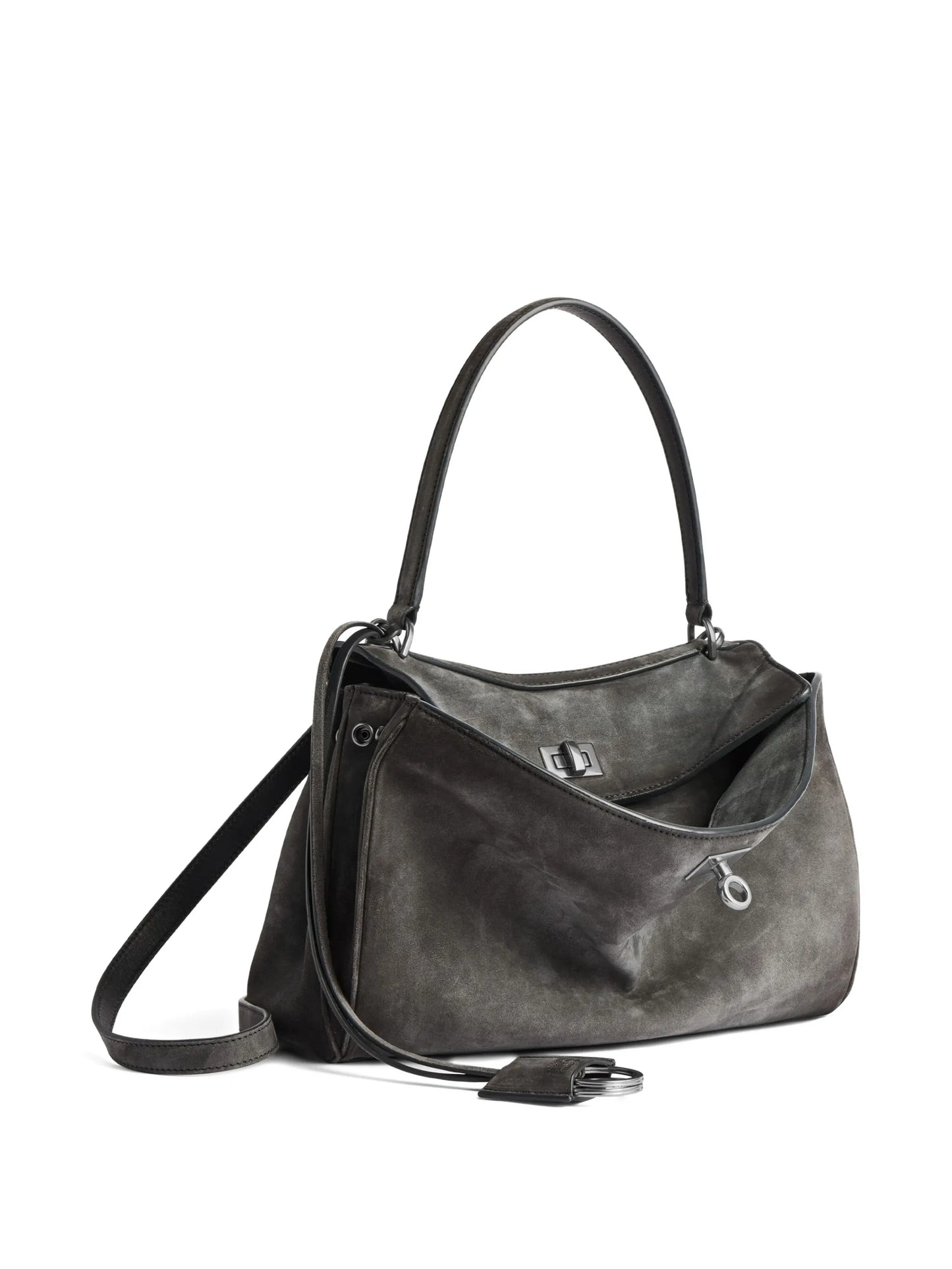 turn-lock-fastening shoulder bag