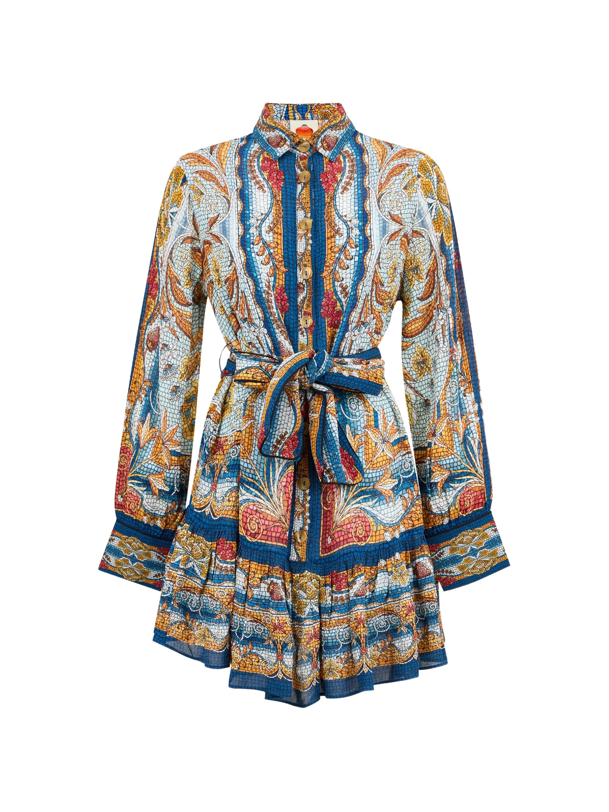 mosaic-print mini dress