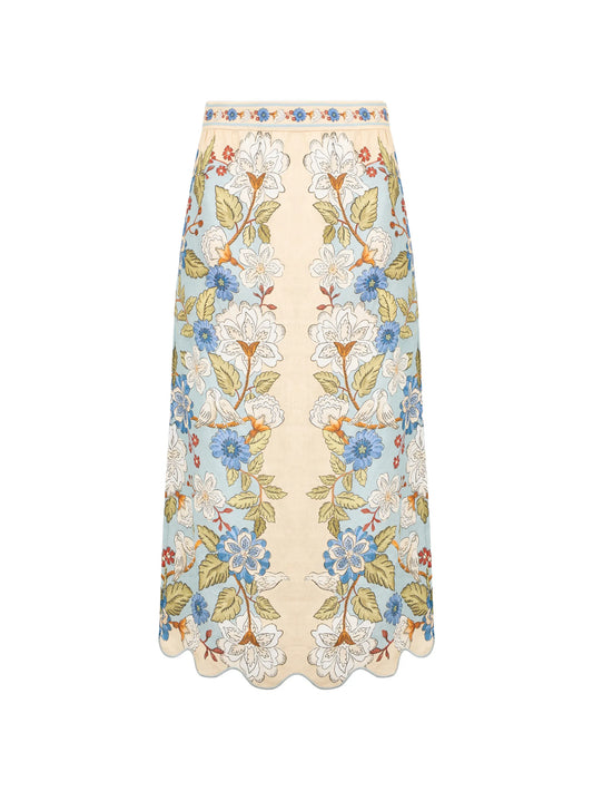 Cream Garden midi skirt