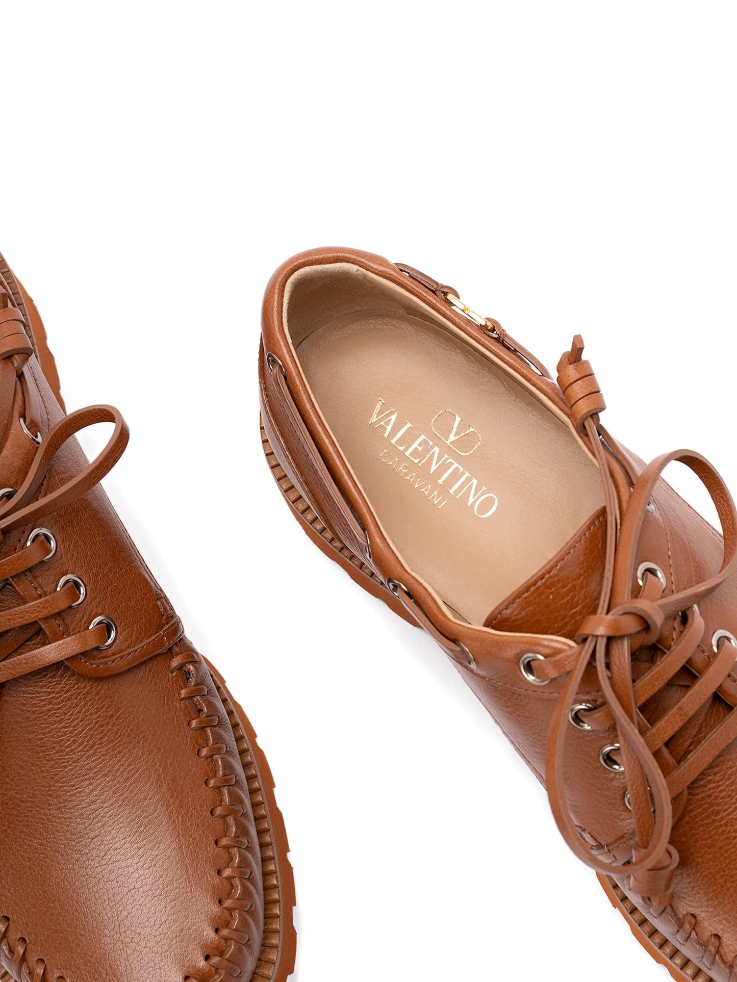 lug-sole leather boat shoes