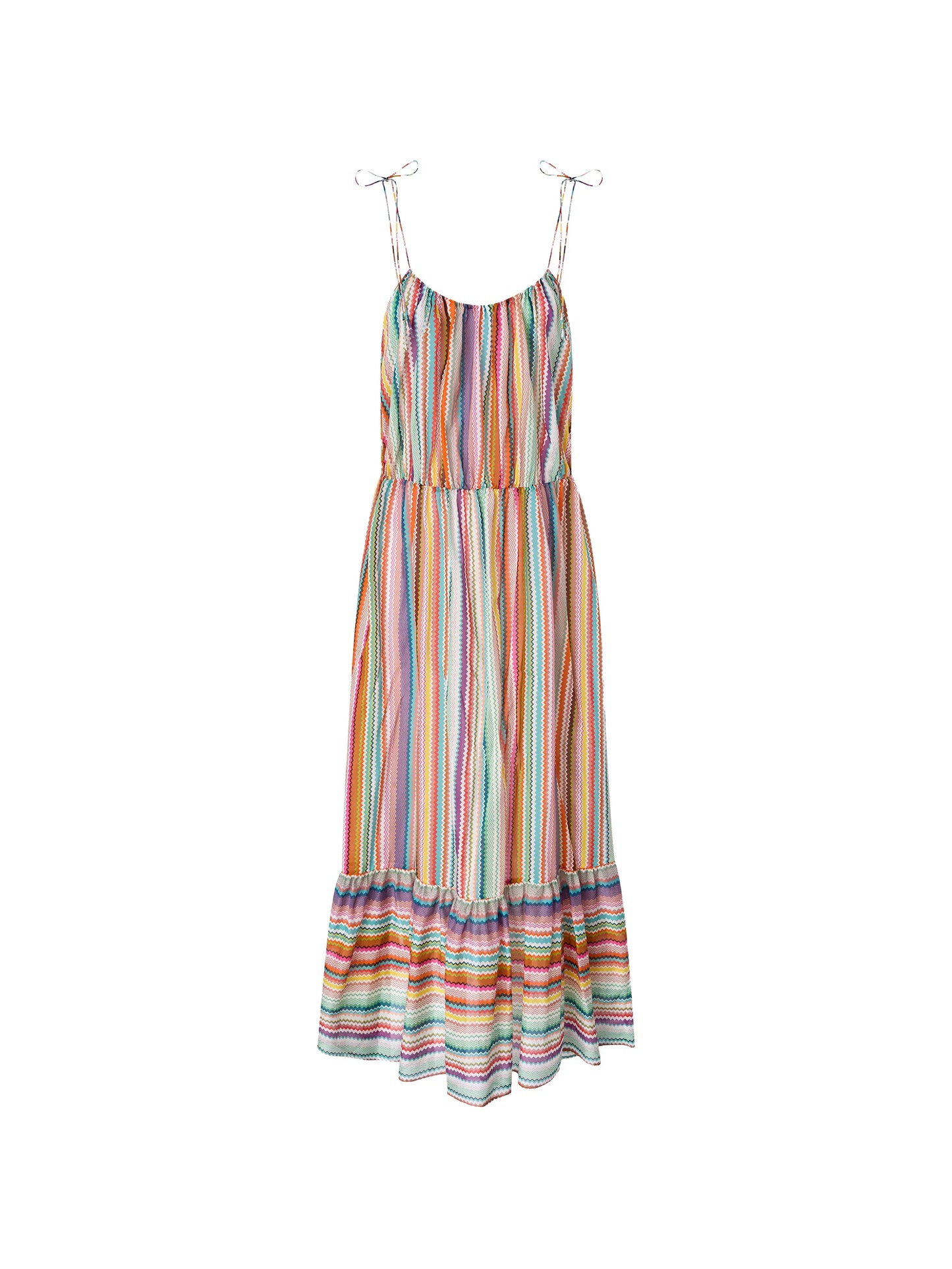 sleeveless zigzag-pattern maxi dress