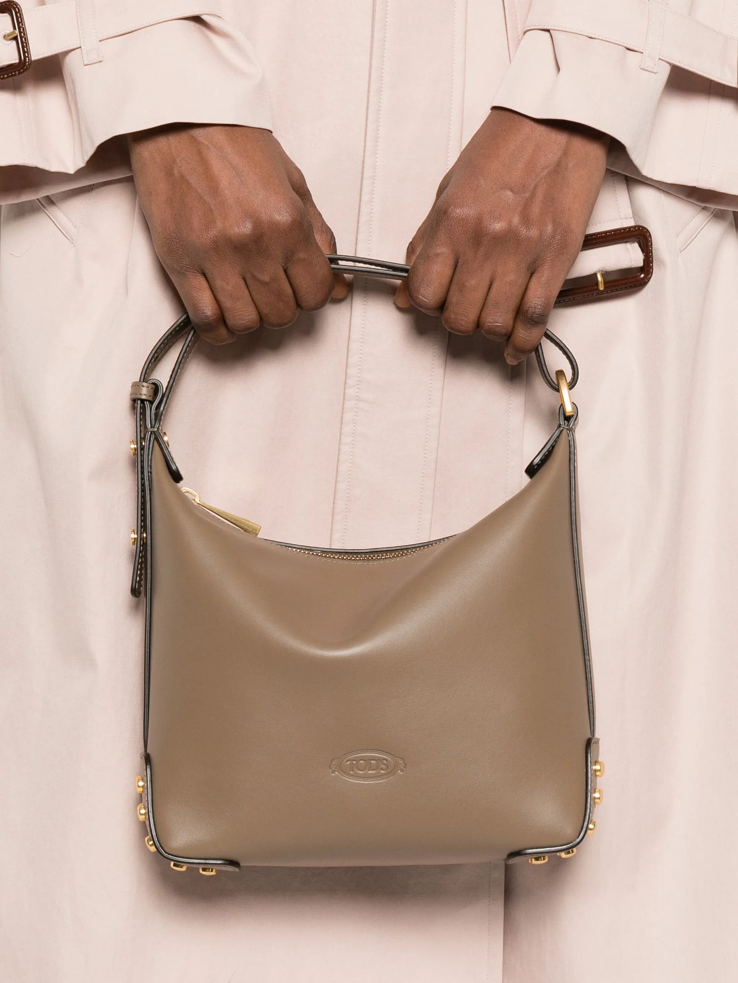 medium studded leather bucket bag