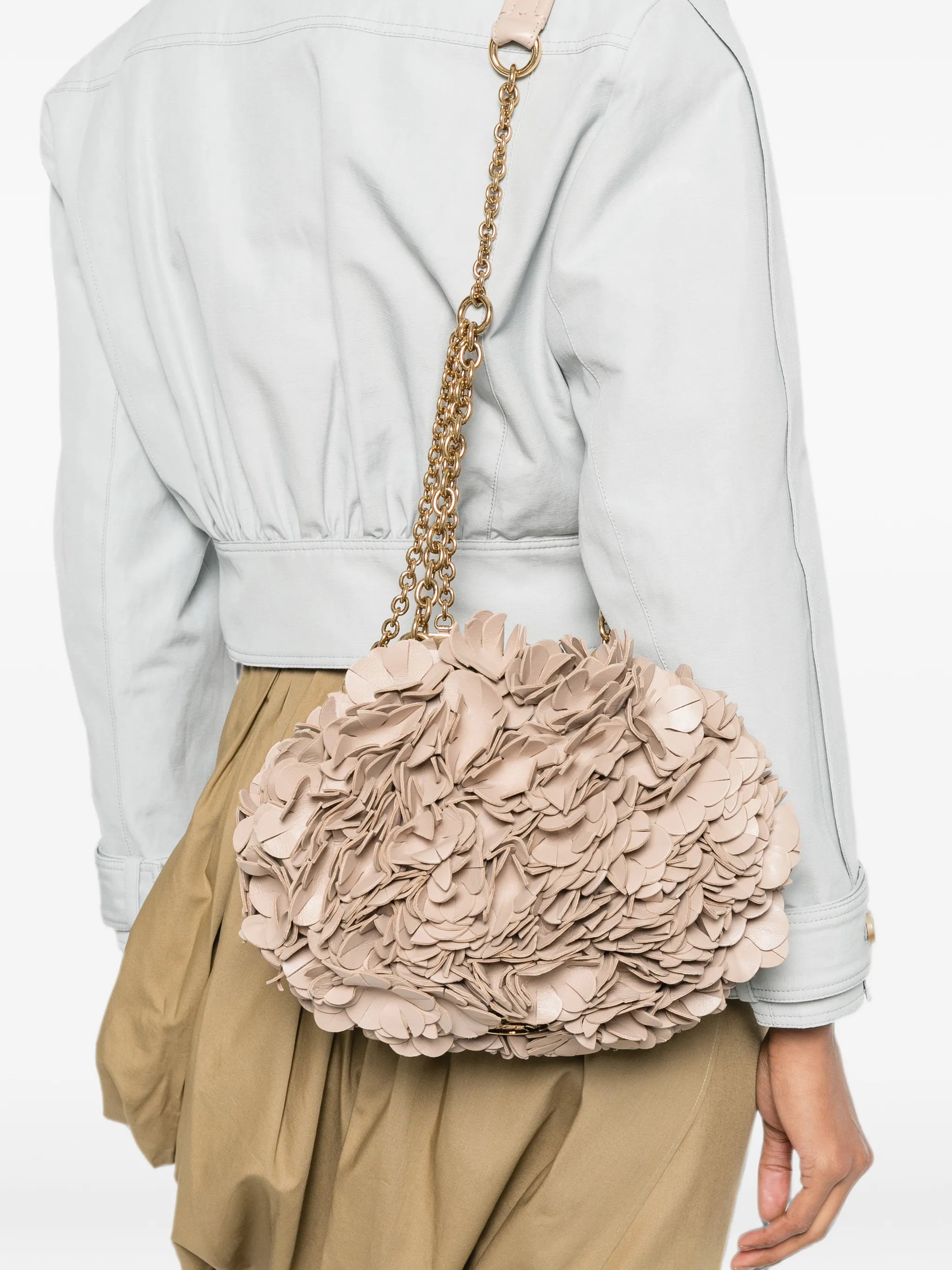 Plissé leather shoulder bag