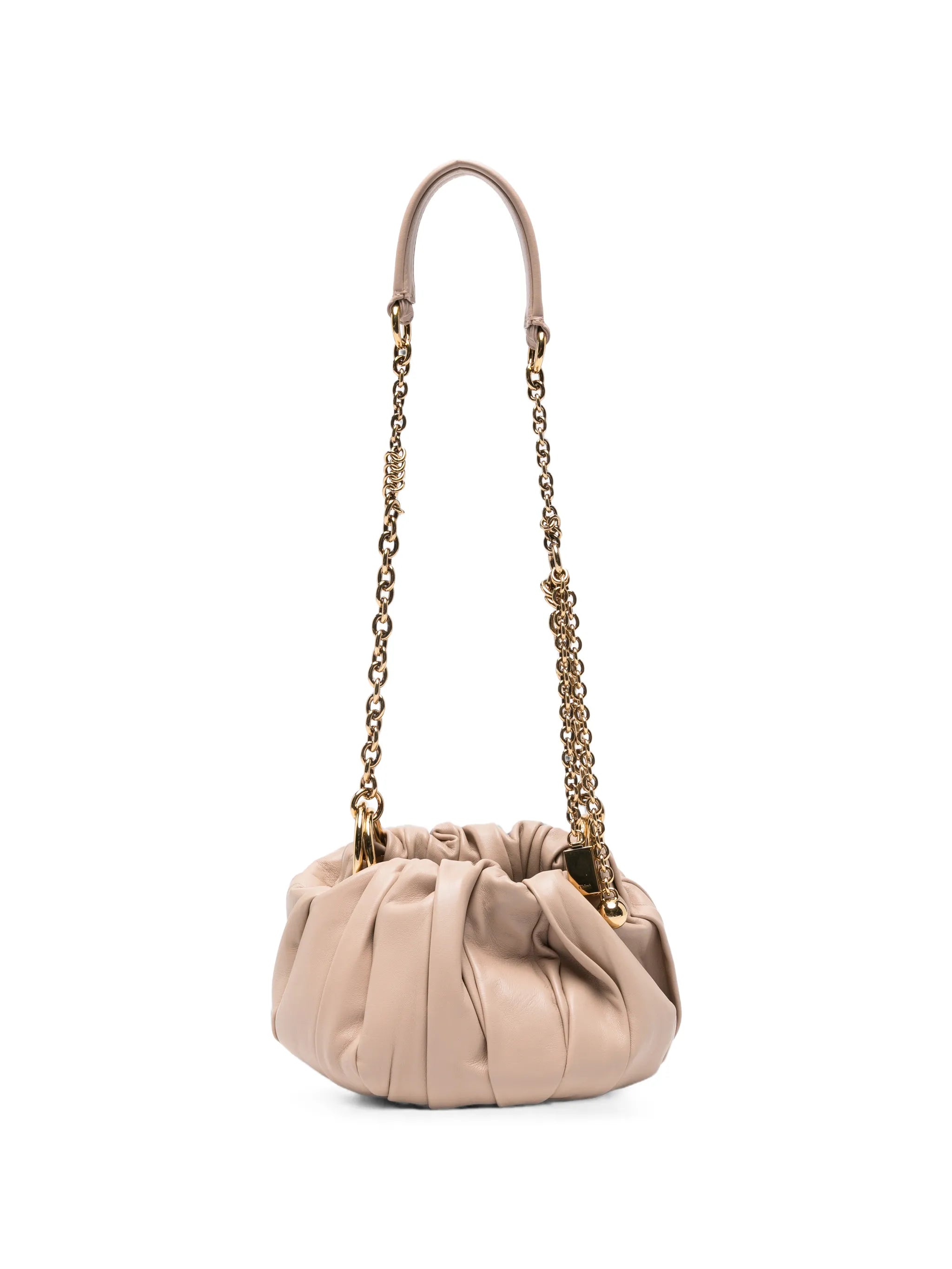 Plissé leather shoulder bag