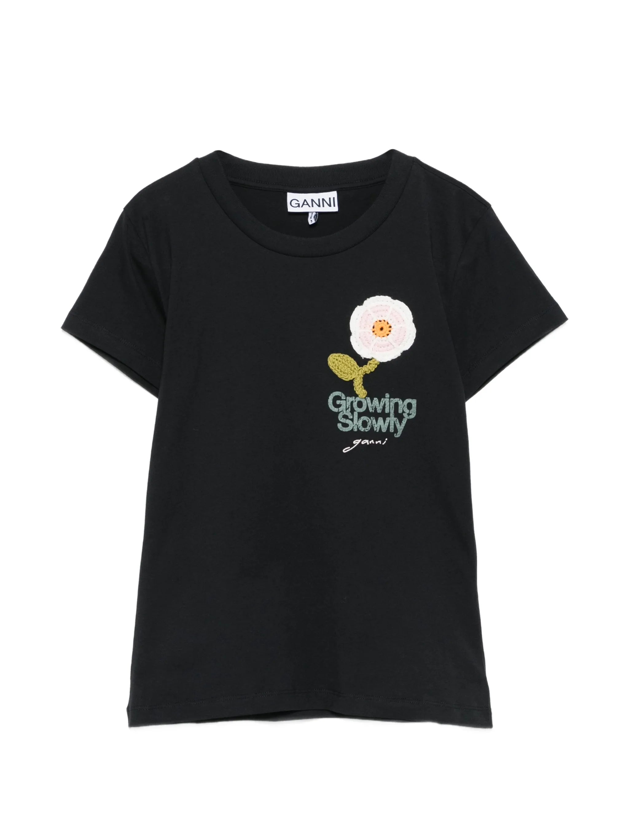 baby fit T-shirt with crochet flower