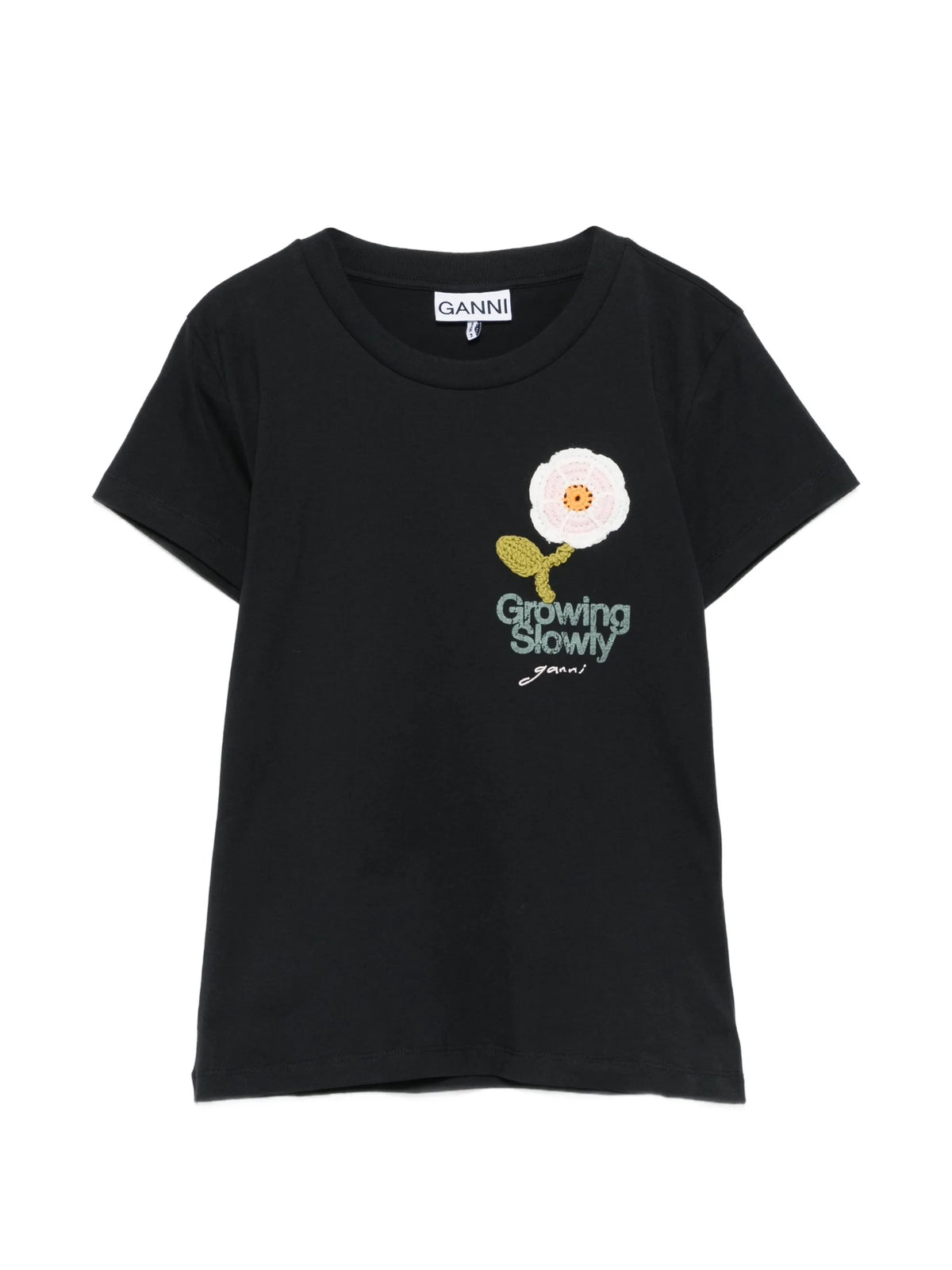 baby fit T-shirt with crochet flower