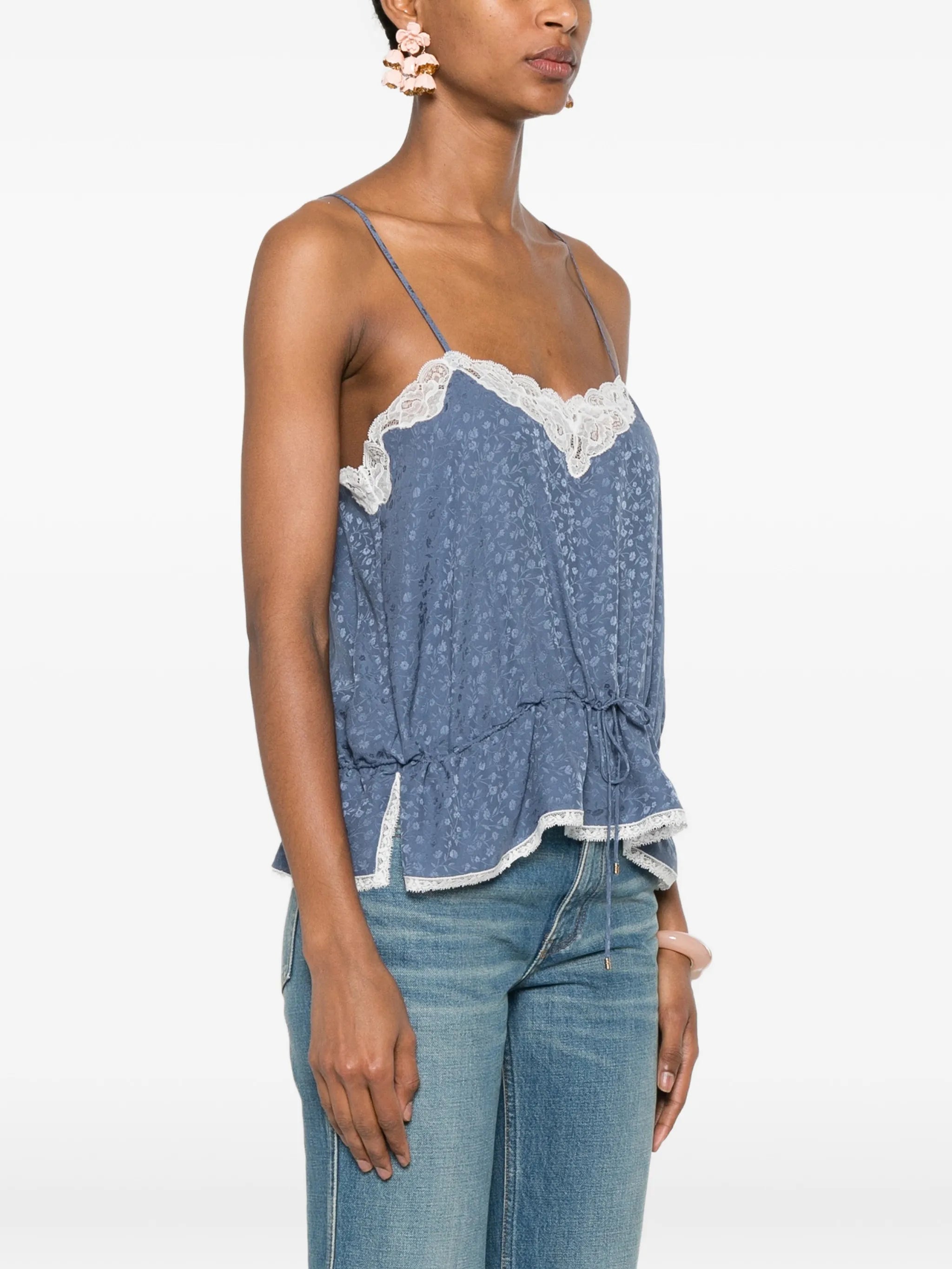 lace-trimmed silk cami top