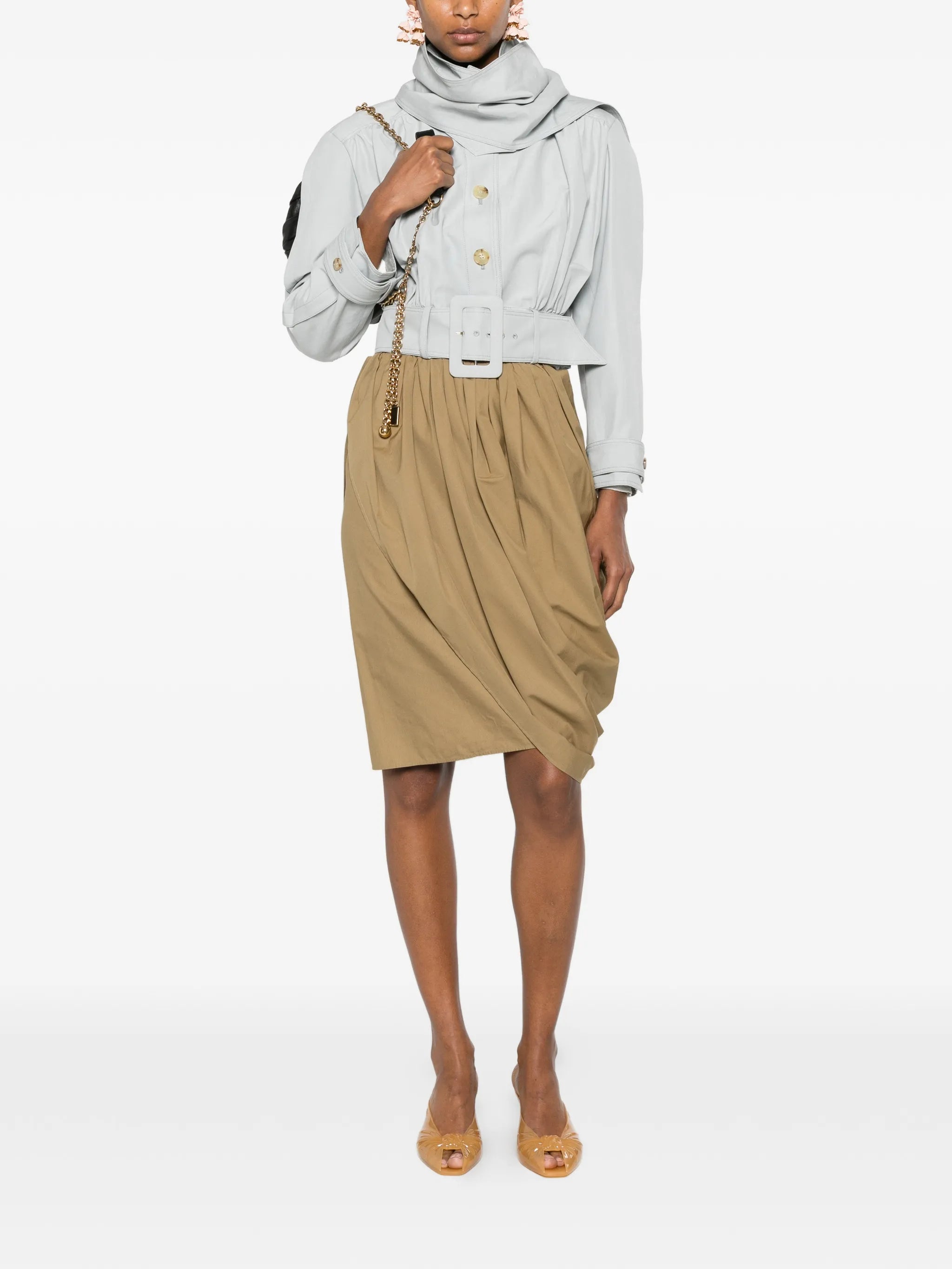 buttoned belted jacket