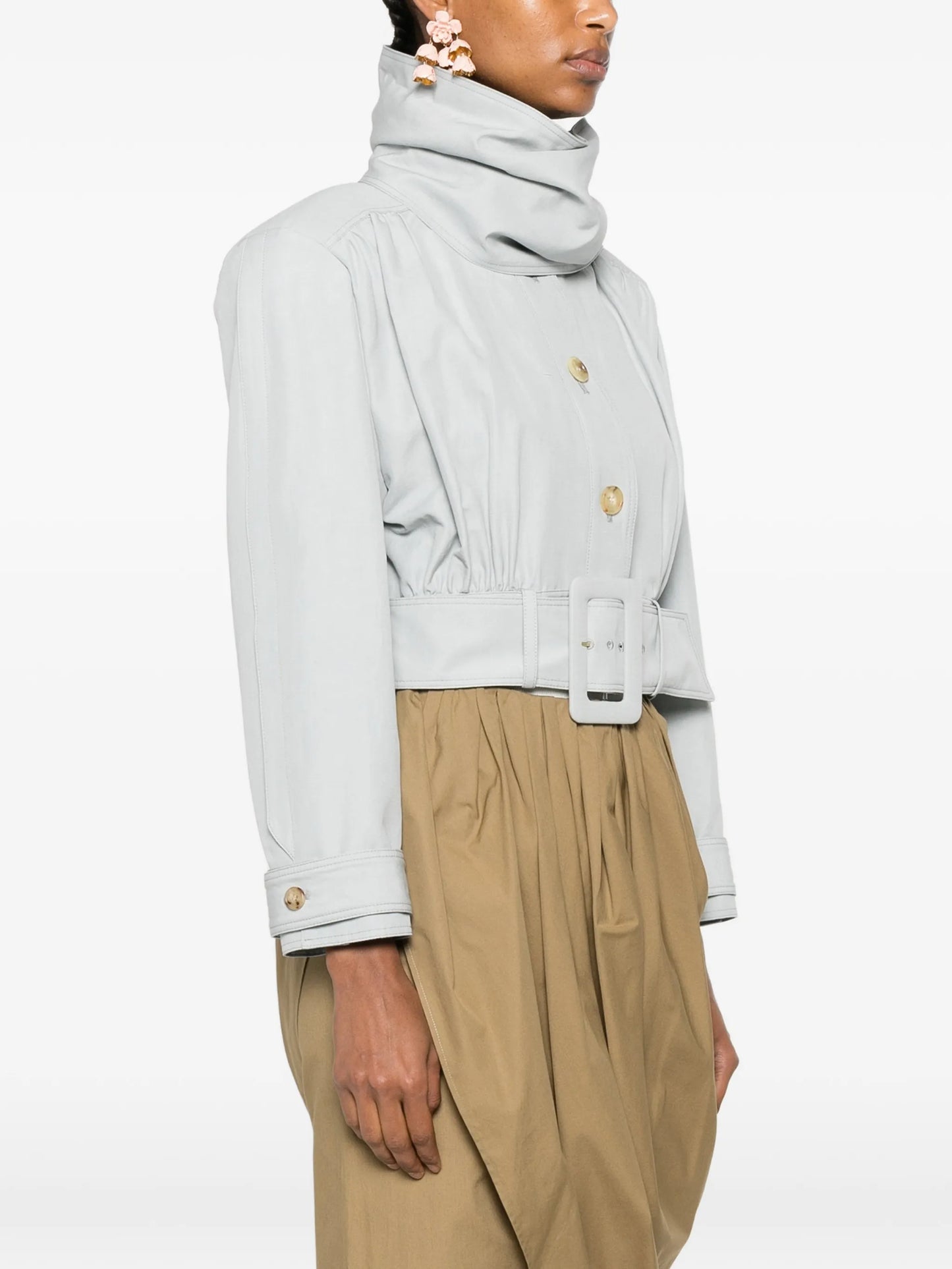 buttoned belted jacket