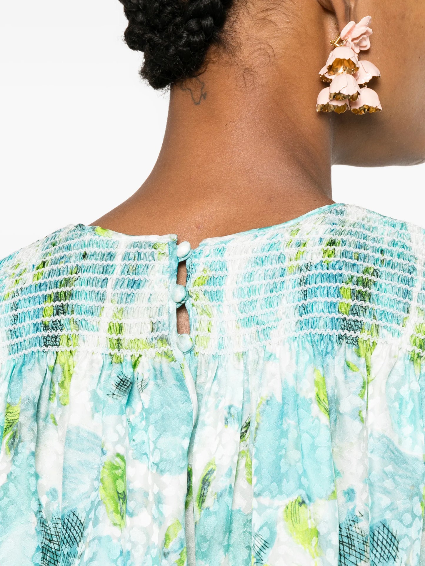 floral-detail crew neck blouse