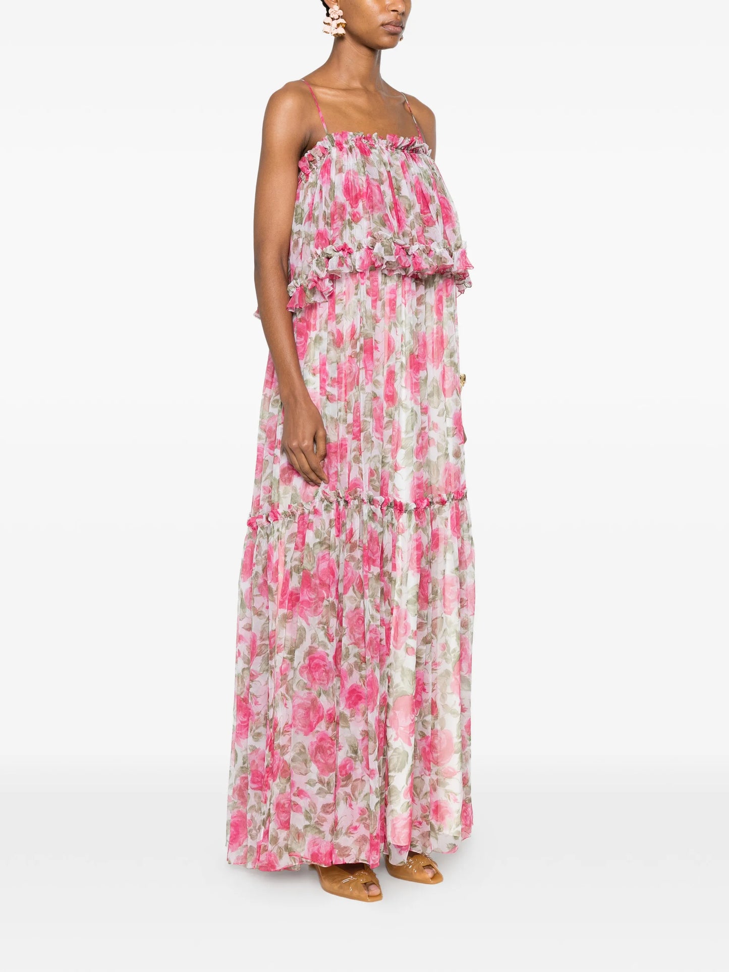 floral-print ruffled maxi dress
