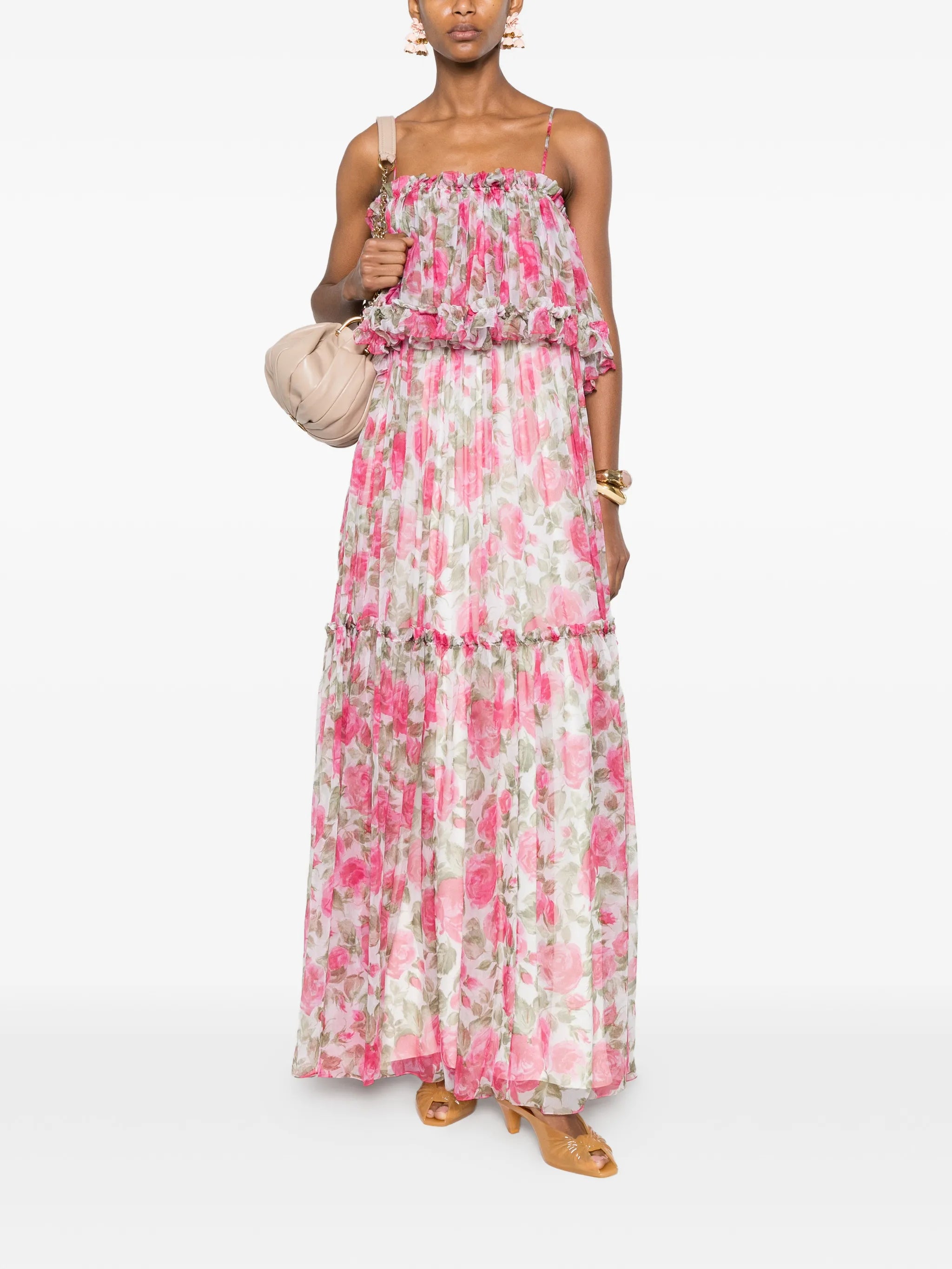 floral-print ruffled maxi dress