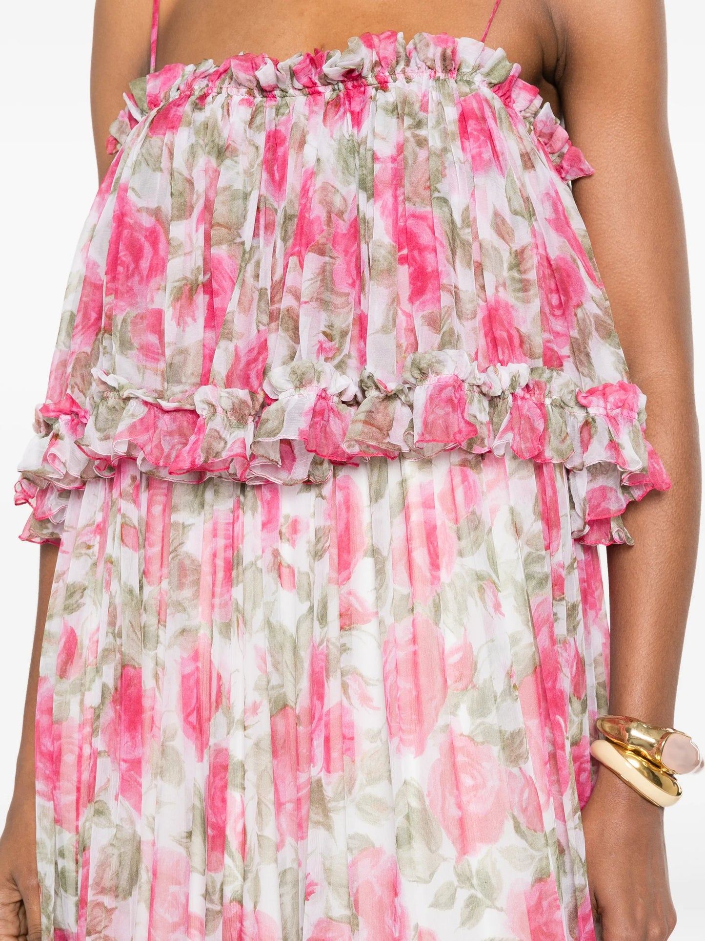 floral-print ruffled maxi dress