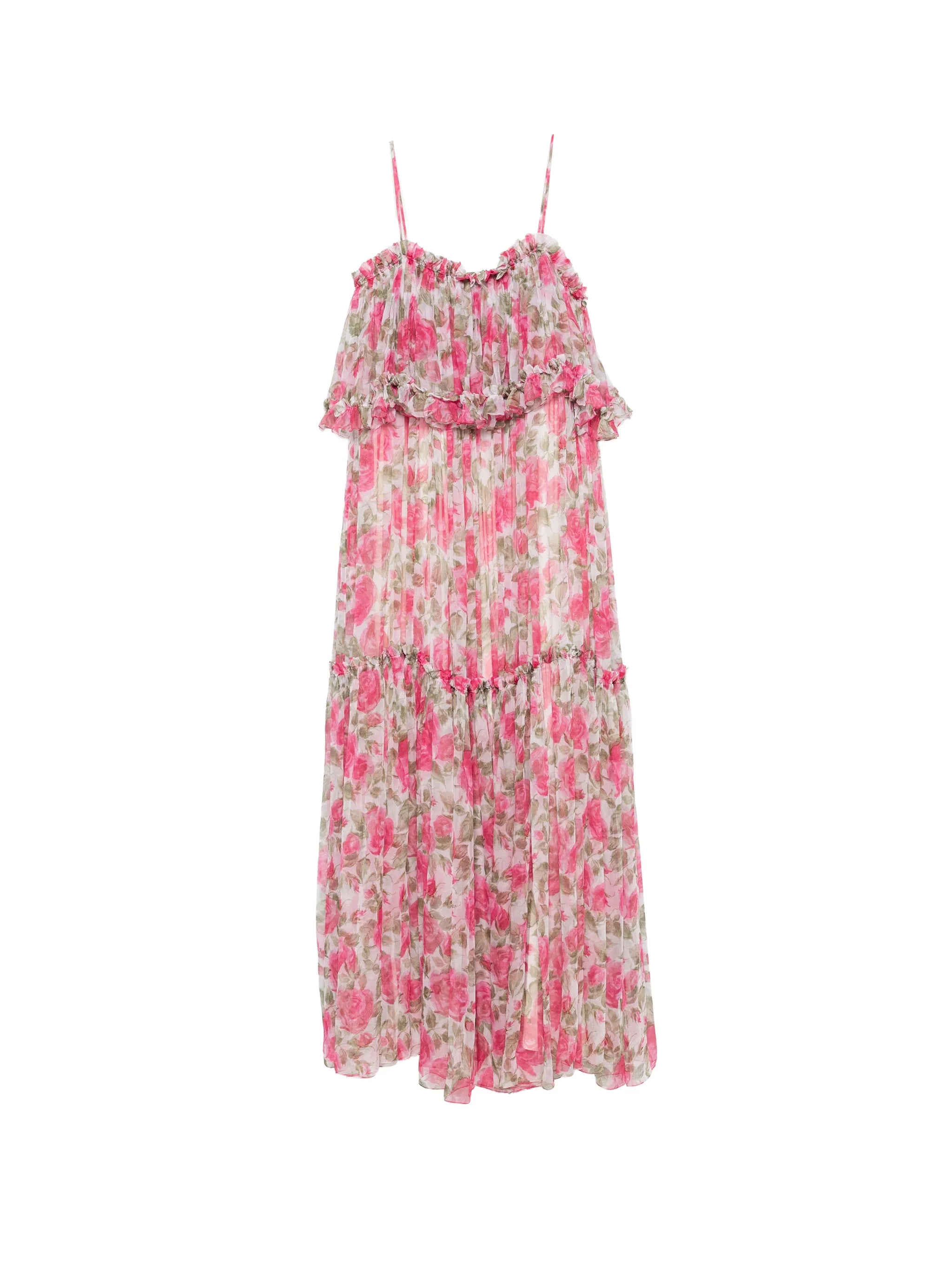 floral-print ruffled maxi dress