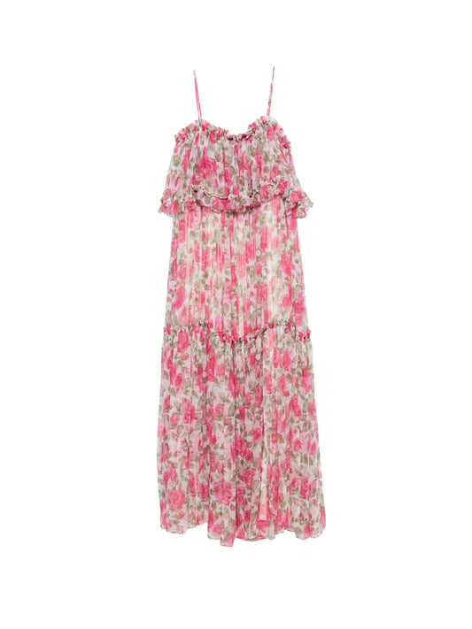 floral-print ruffled maxi dress