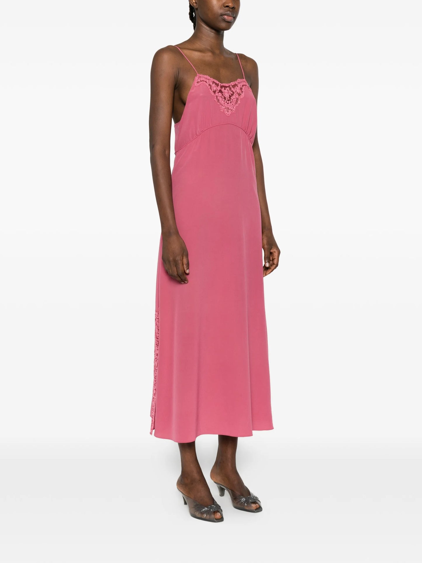 lace-detail midi dress