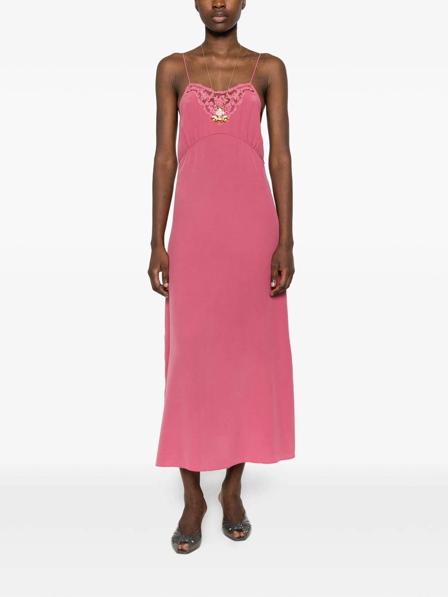 lace-detail midi dress