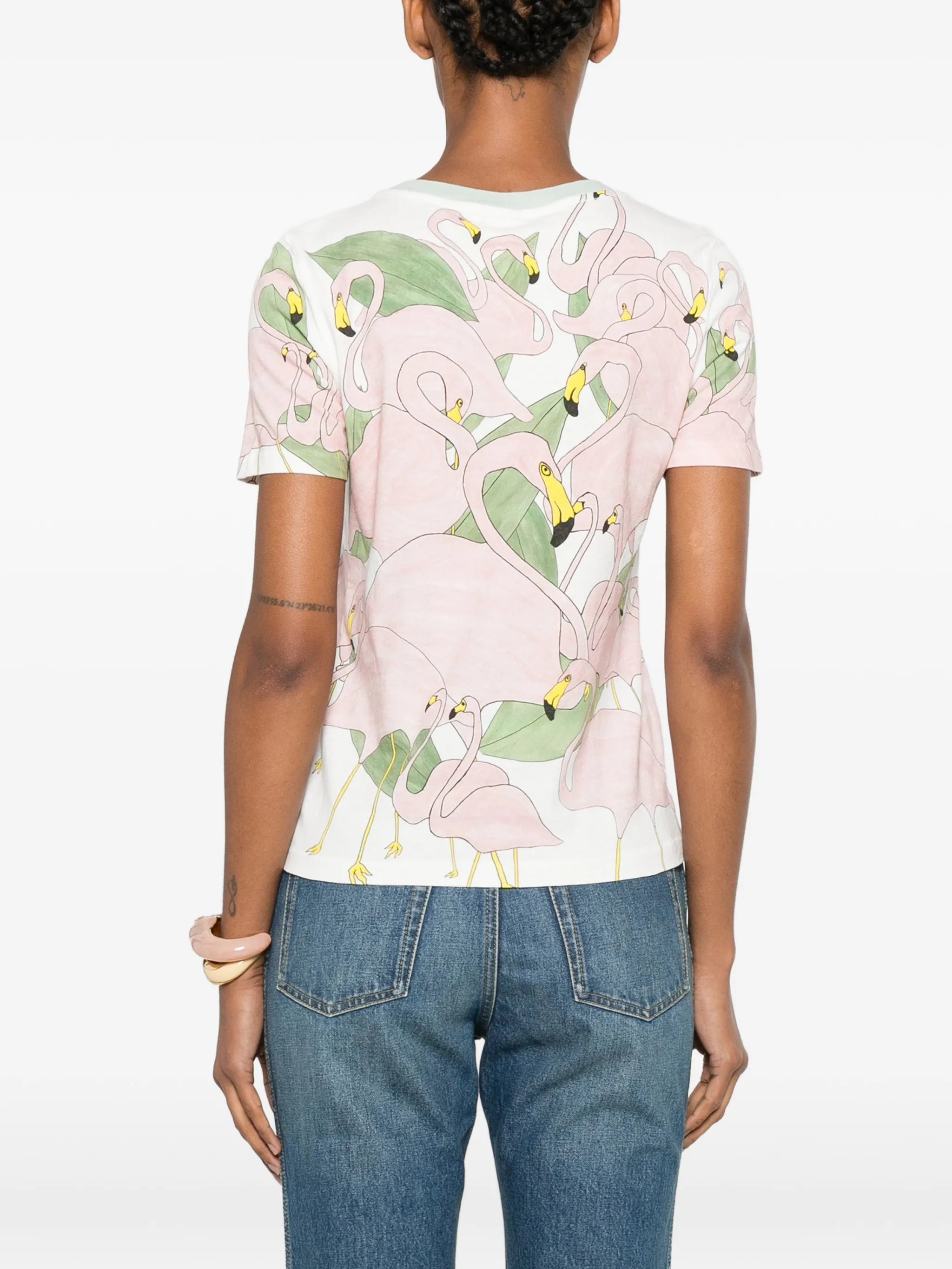 flamingo-print T-shirt
