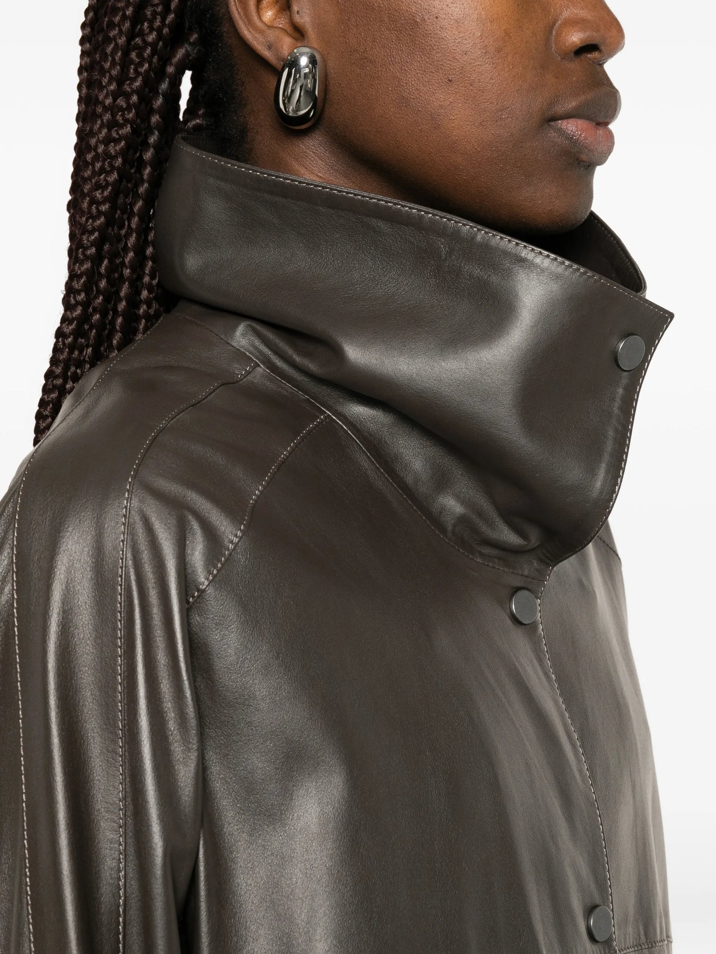 flap-pocket leather jacket