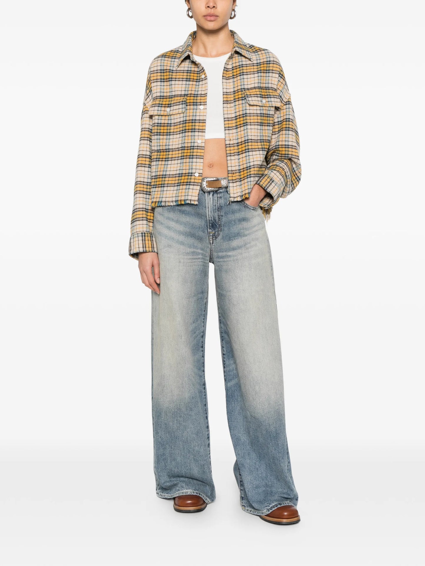 plaid frayed shirt
