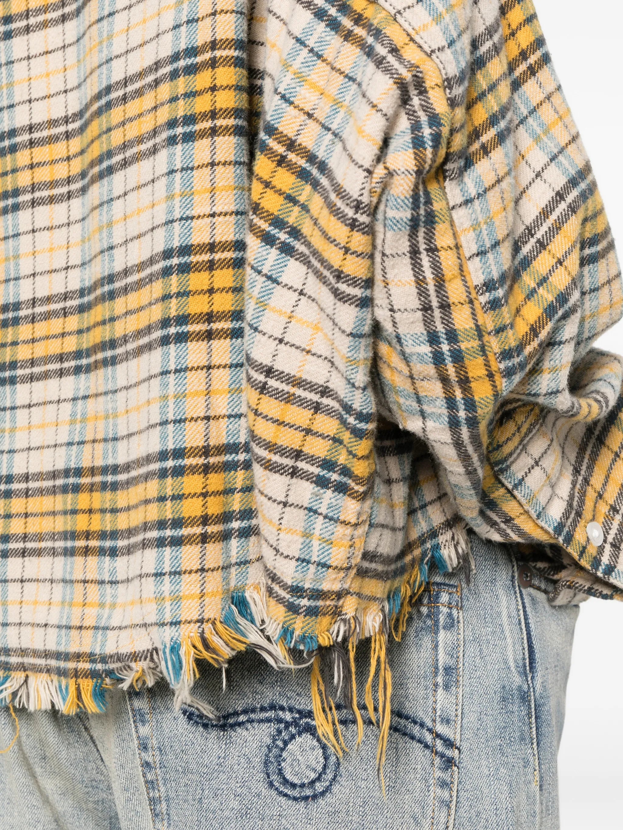 plaid frayed shirt