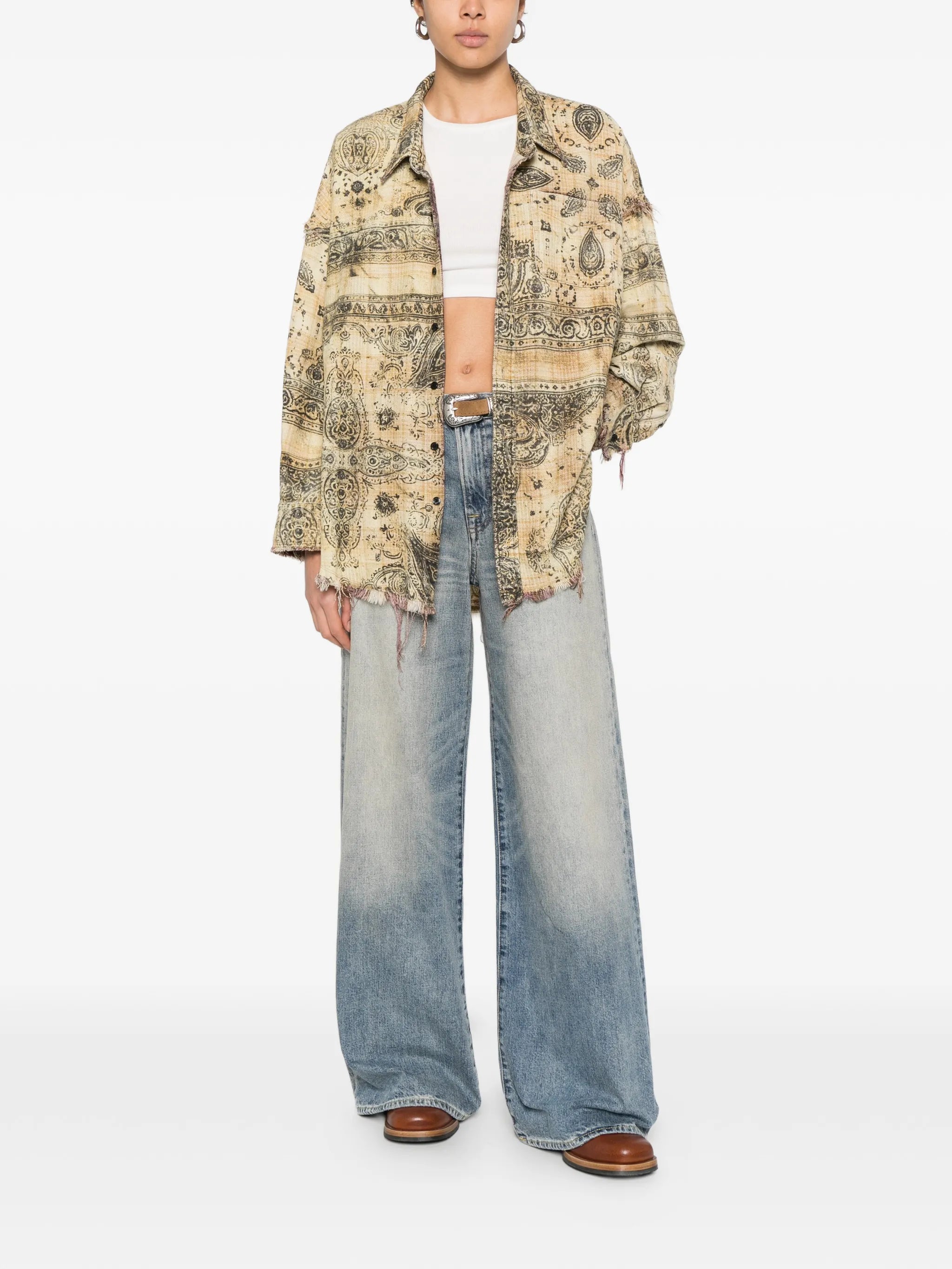 shredded seam bandana shirt