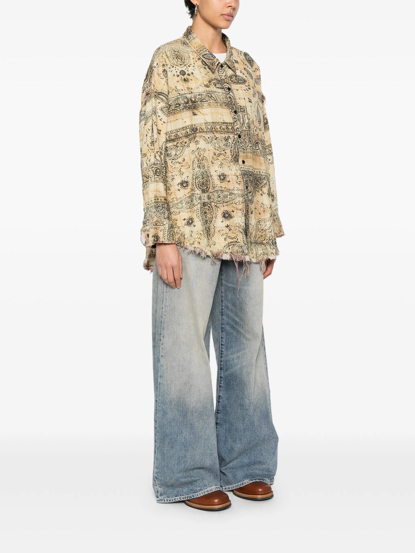 shredded seam bandana shirt