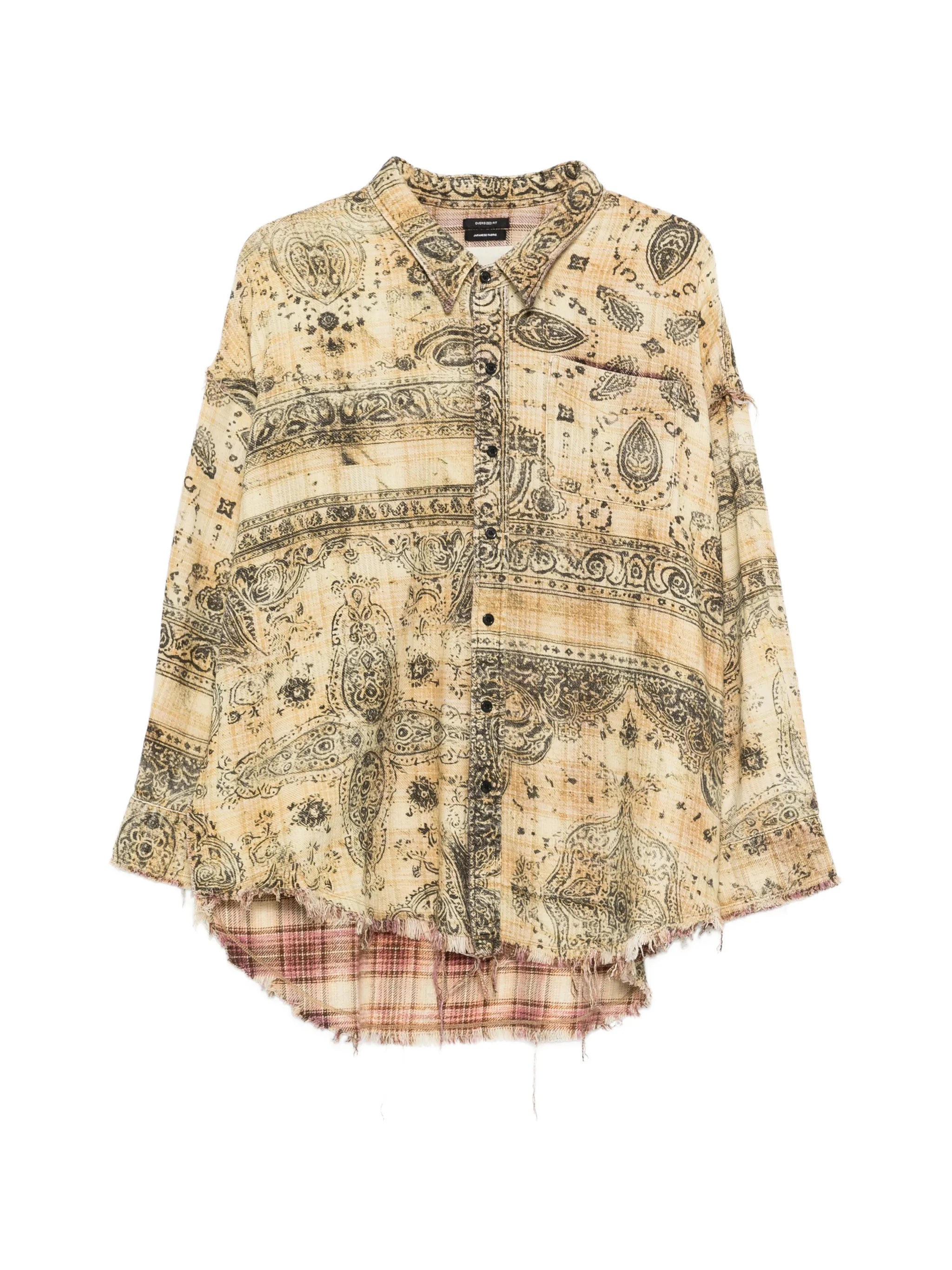 shredded seam bandana shirt