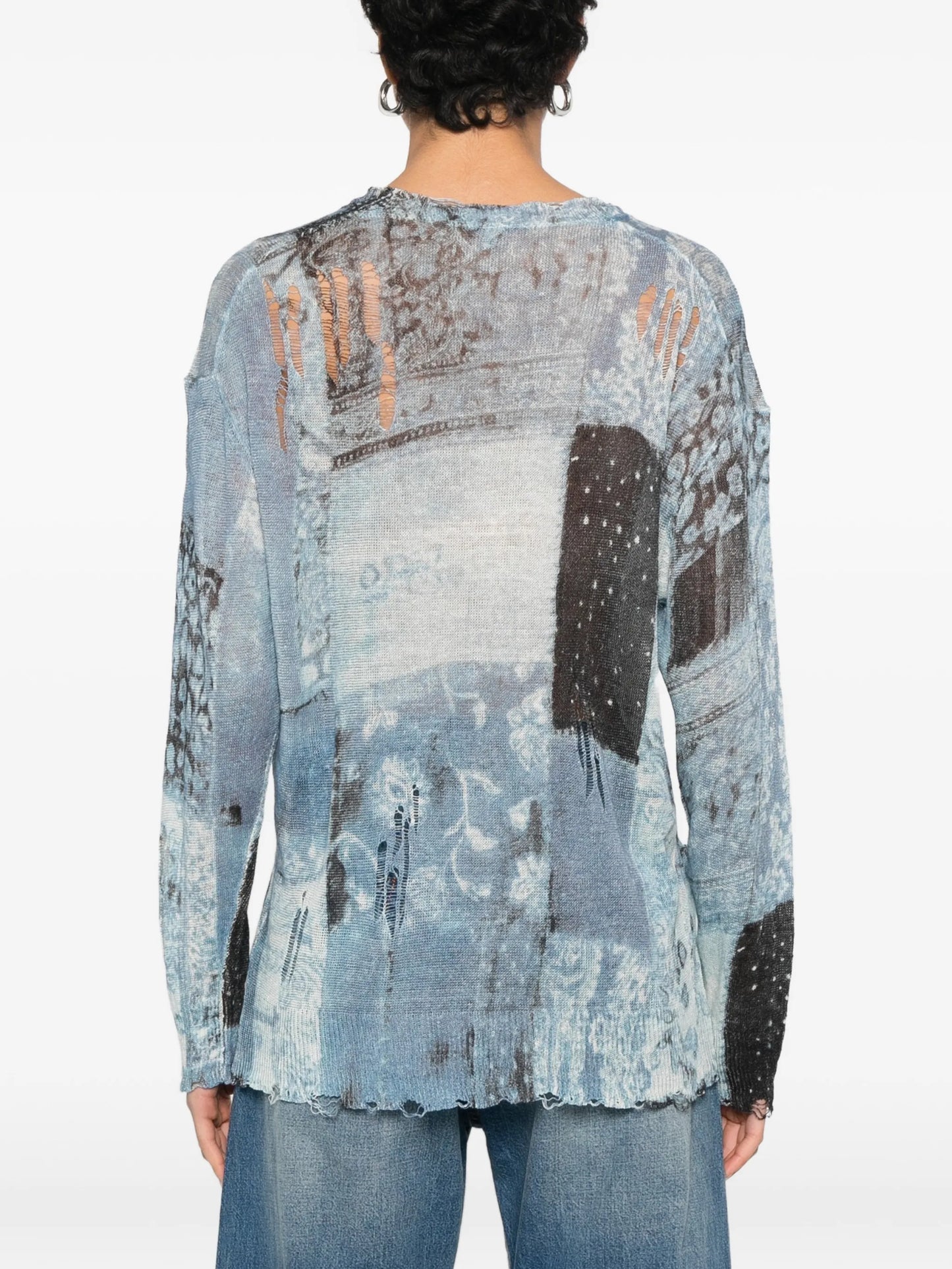 bandana-print boyfriend cardigan