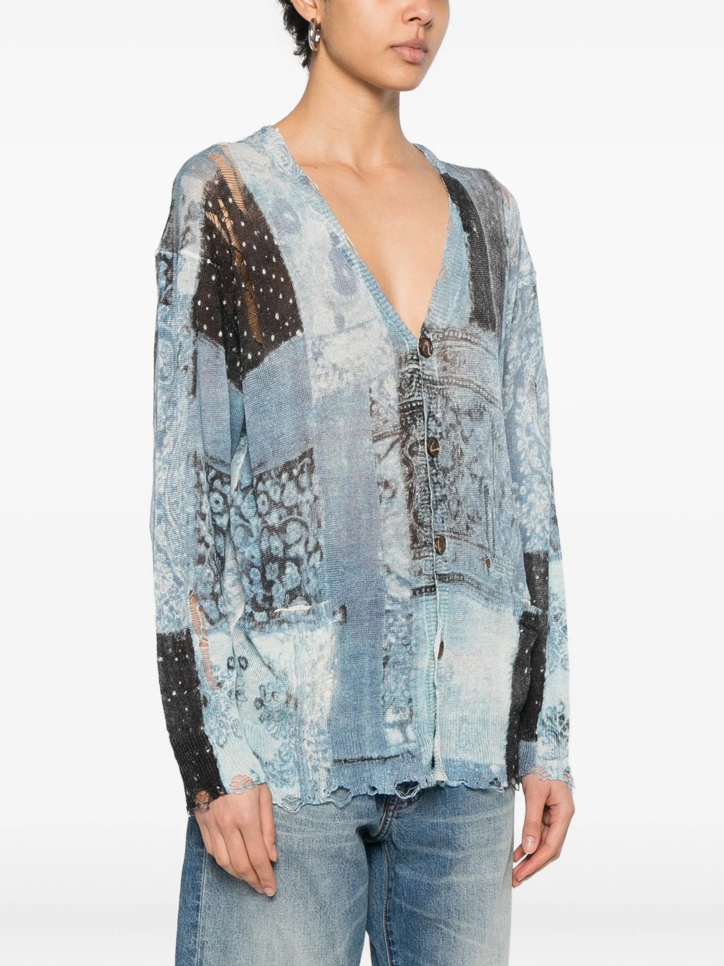 bandana-print boyfriend cardigan